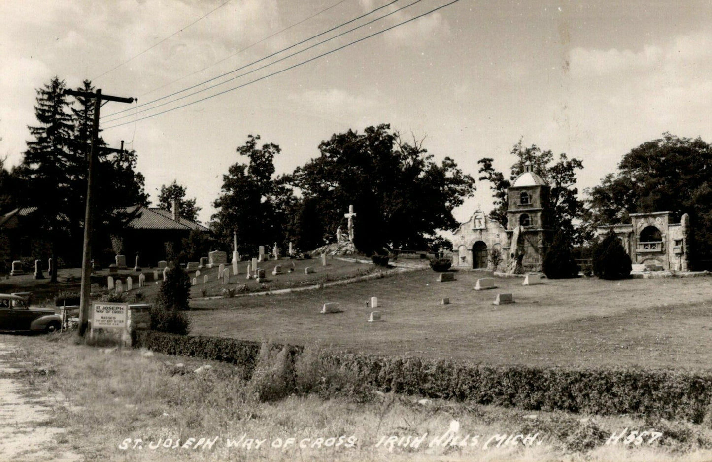 Real Photo St Joseph Way of Cross Irish Hills  Michigan MI Mich Postcard H557
