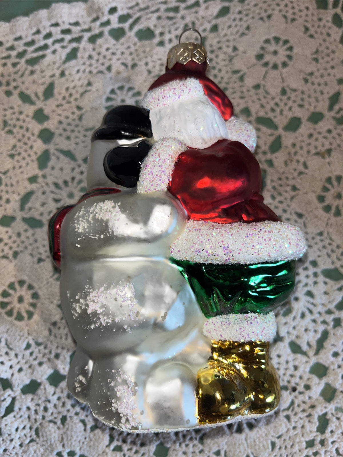 Vintage Santa & Snowman Mercury Glass Christmas Ornaments 