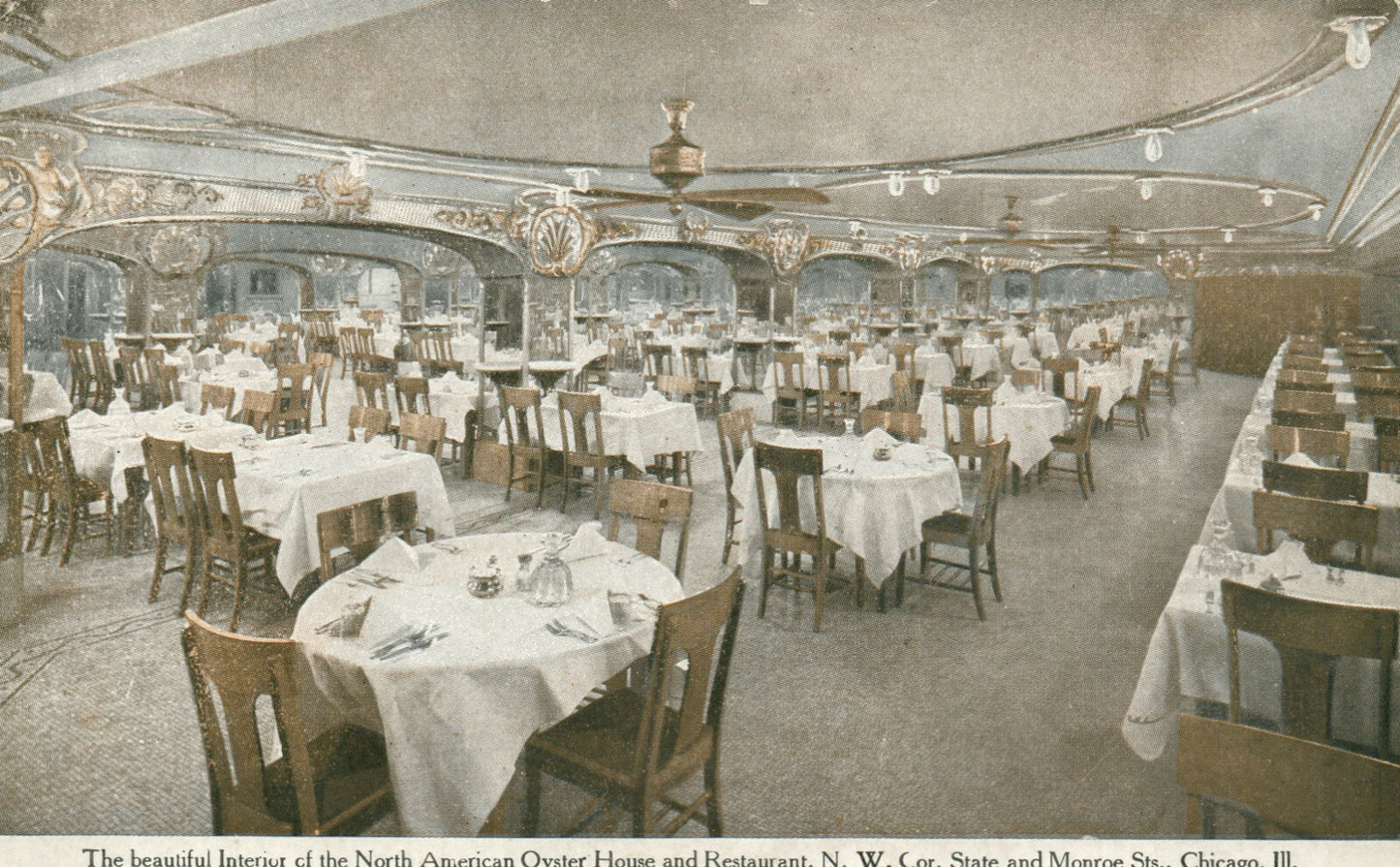 Interior North American Oyster House Restaurant Chicago Illinois Postcard