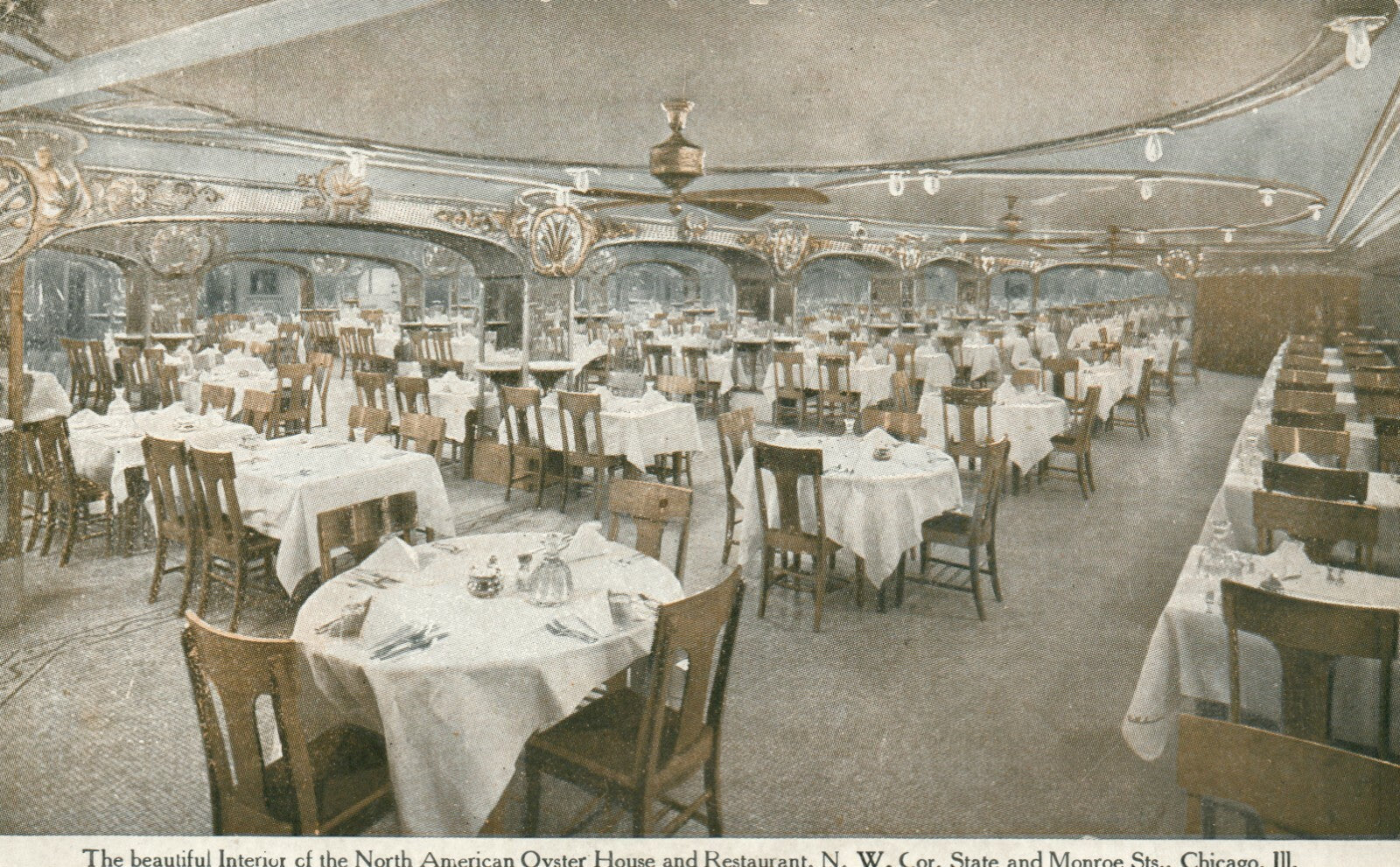 Interior North American Oyster House Restaurant Chicago Illinois Postcard