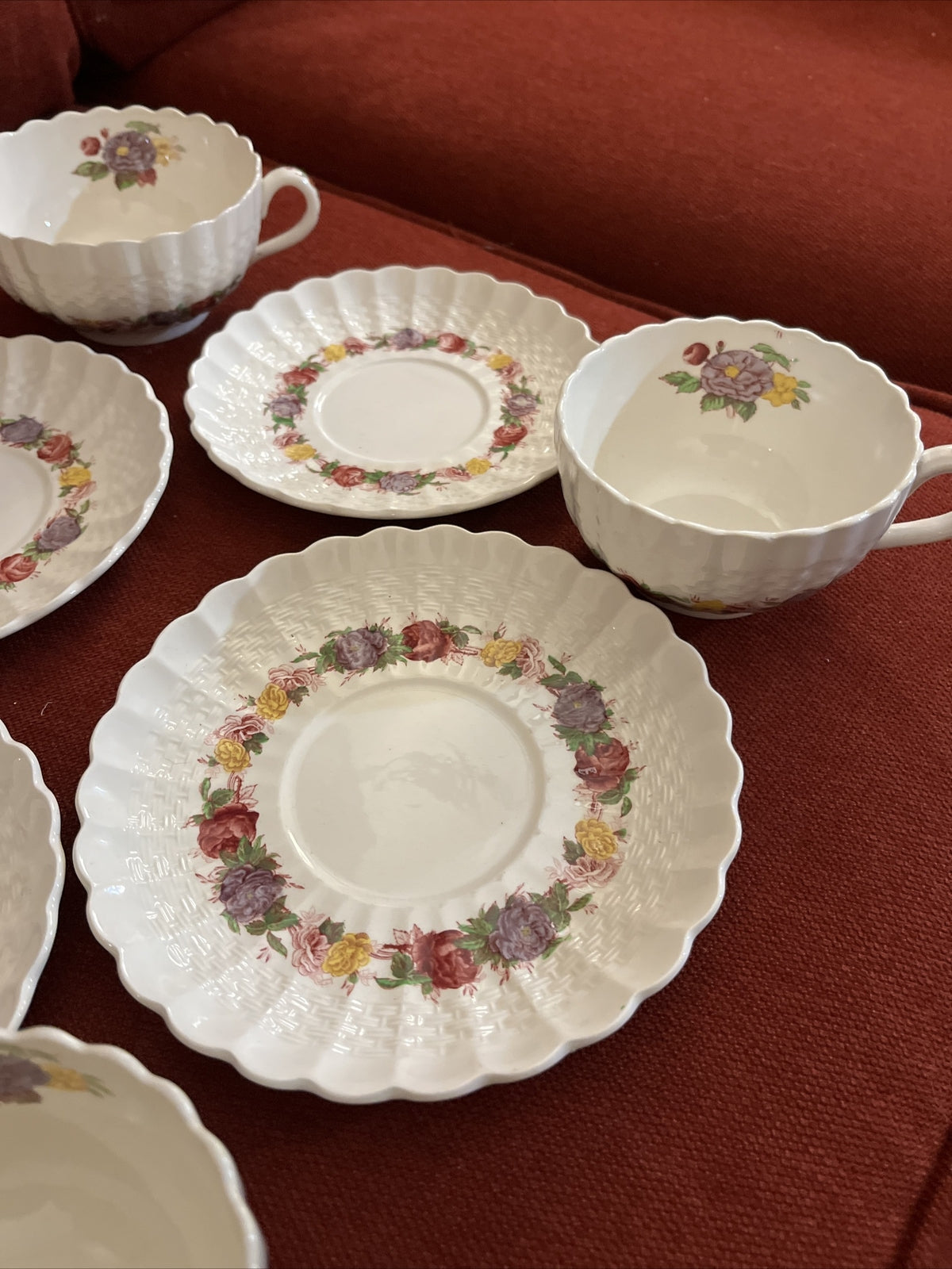 Copeland Spode Rose Briar set of  4 Cup & Saucer Sets   2 1/8"