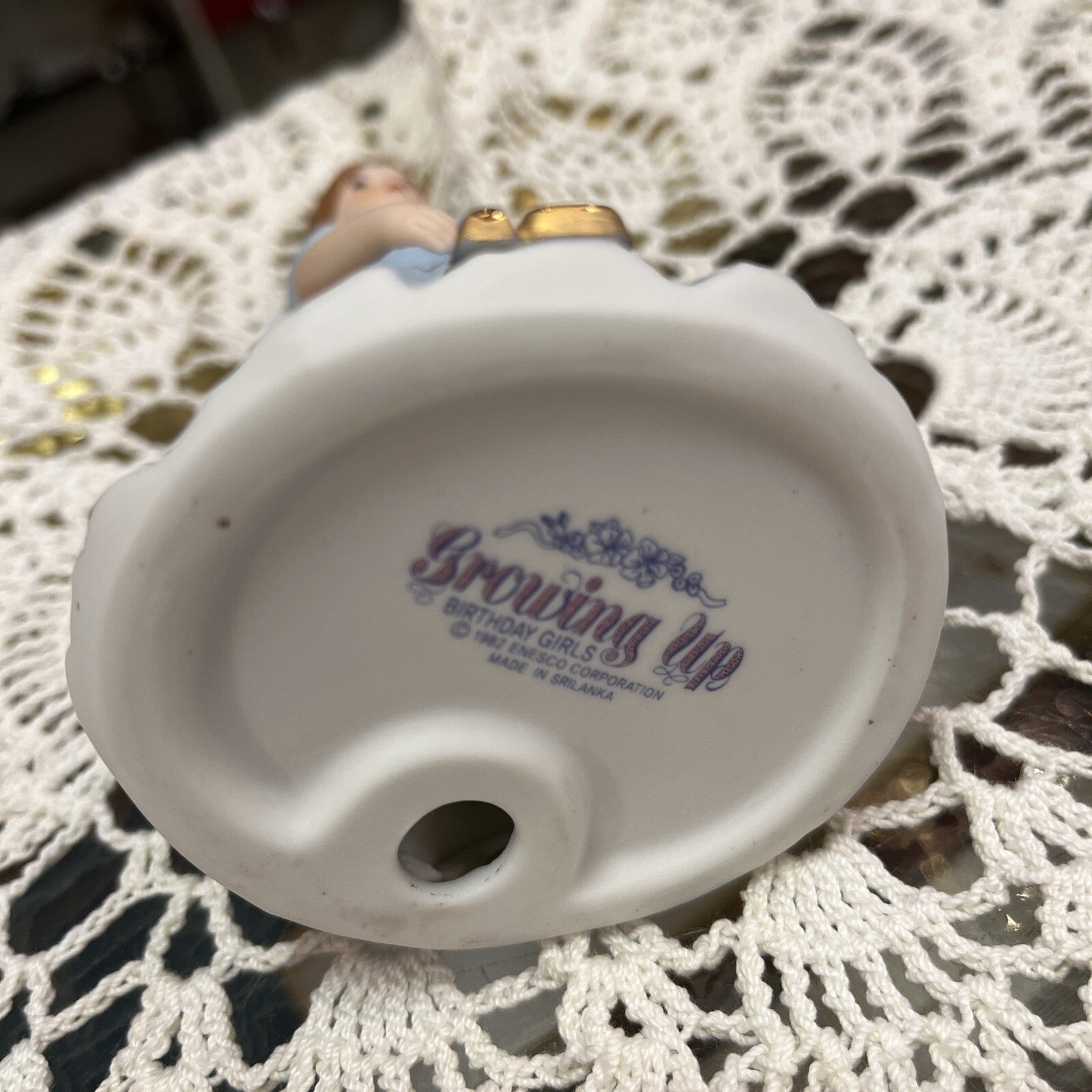 Enesco Growing Up Birthday Girls Age 10 Brunette Porcelain Figurine cake topper