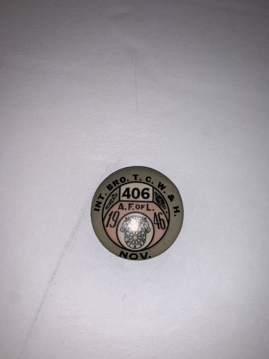 Vintage Int. Brotherhood T.C.W. & H. Nov. 1946 1" Celluloid Pinback