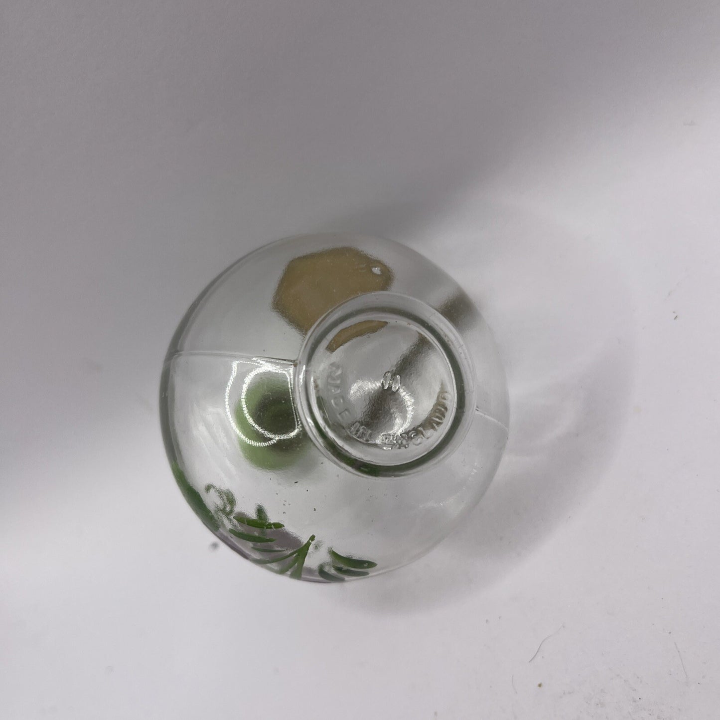 Empty Vtg Hand Painted Devon Violets Abietsan Perfume Bottle Green Lid England