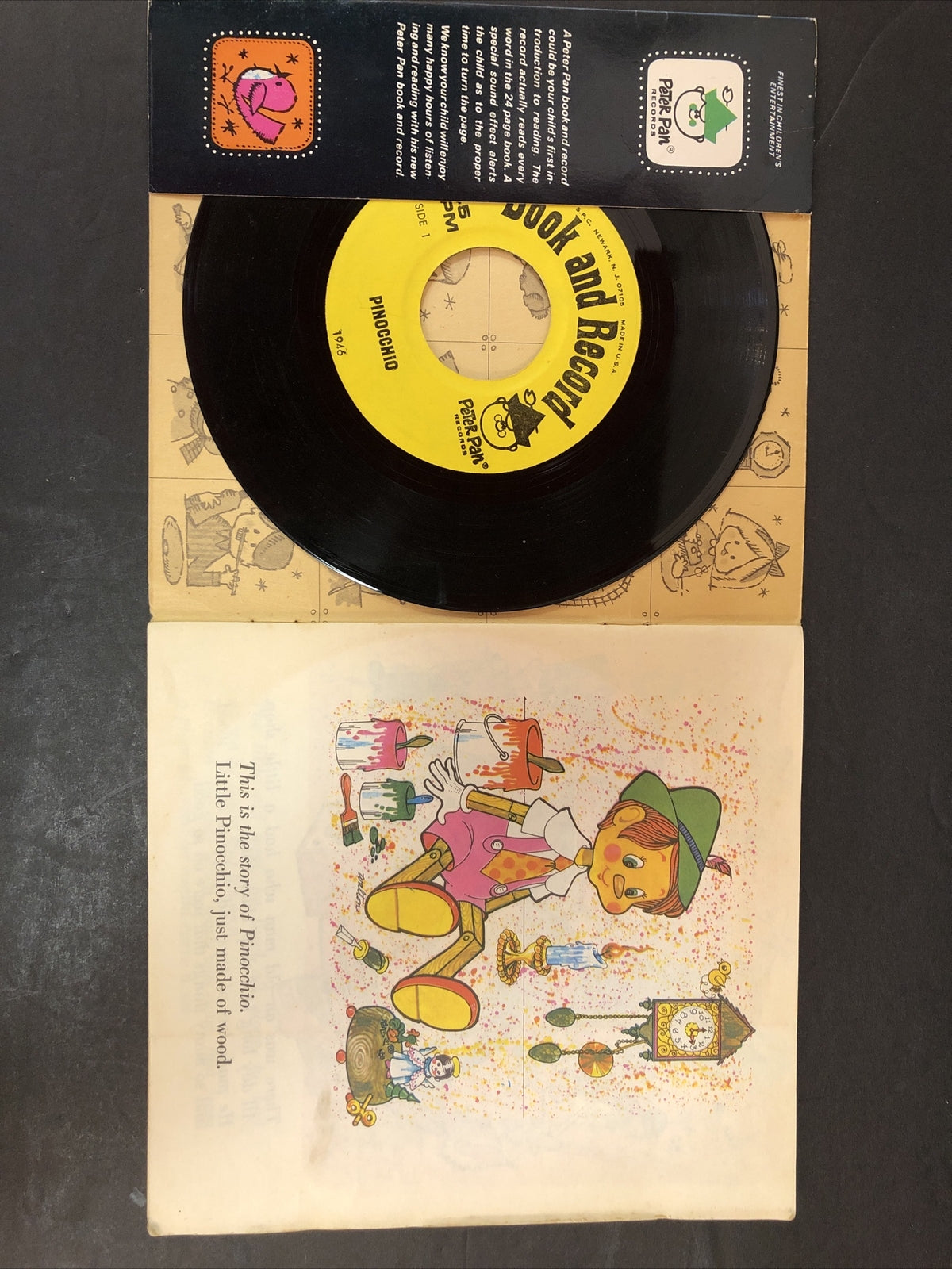 Pinocchio Book and Record PETER PAN Records #1946