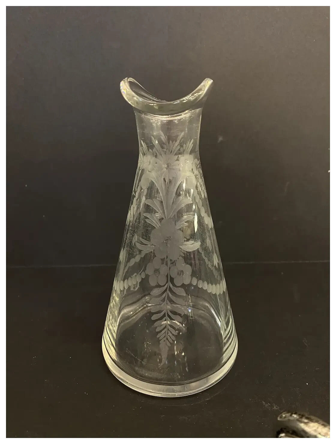 Sterling Silver Stopper 1920 Hawkes Cut Glass Engraved Oil Vinegar Bottle Cruet