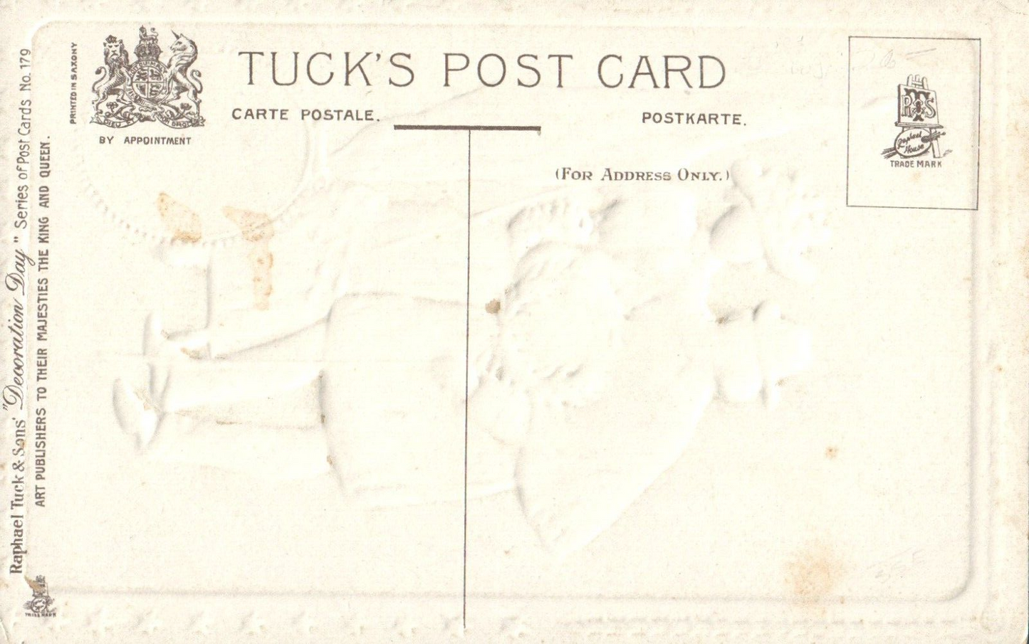 RARE Man and Woman Bringing Flowers and Garland to Grave Tuck Patriotic Postcard