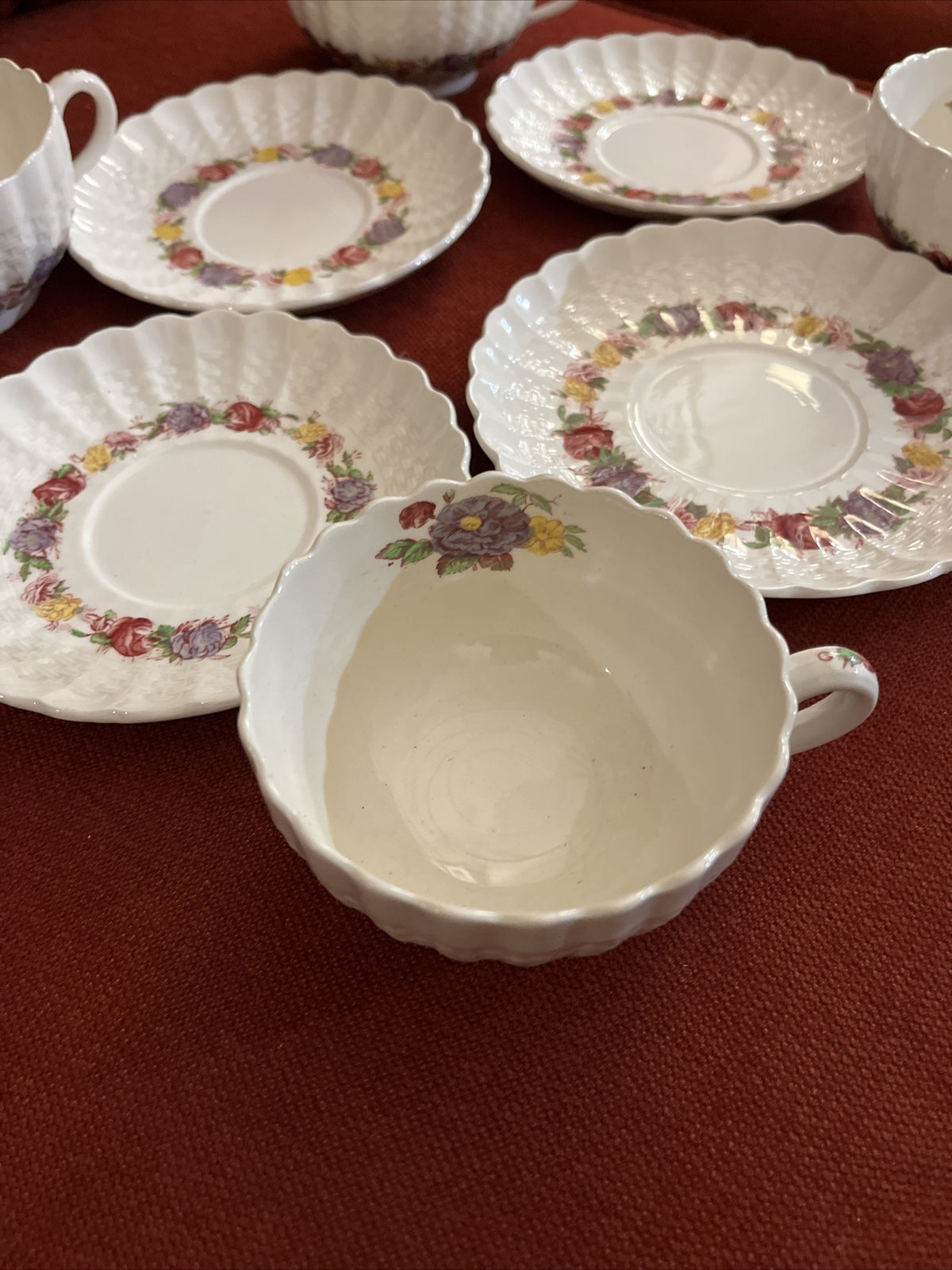 Copeland Spode Rose Briar set of  4 Cup & Saucer Sets   2 1/8"