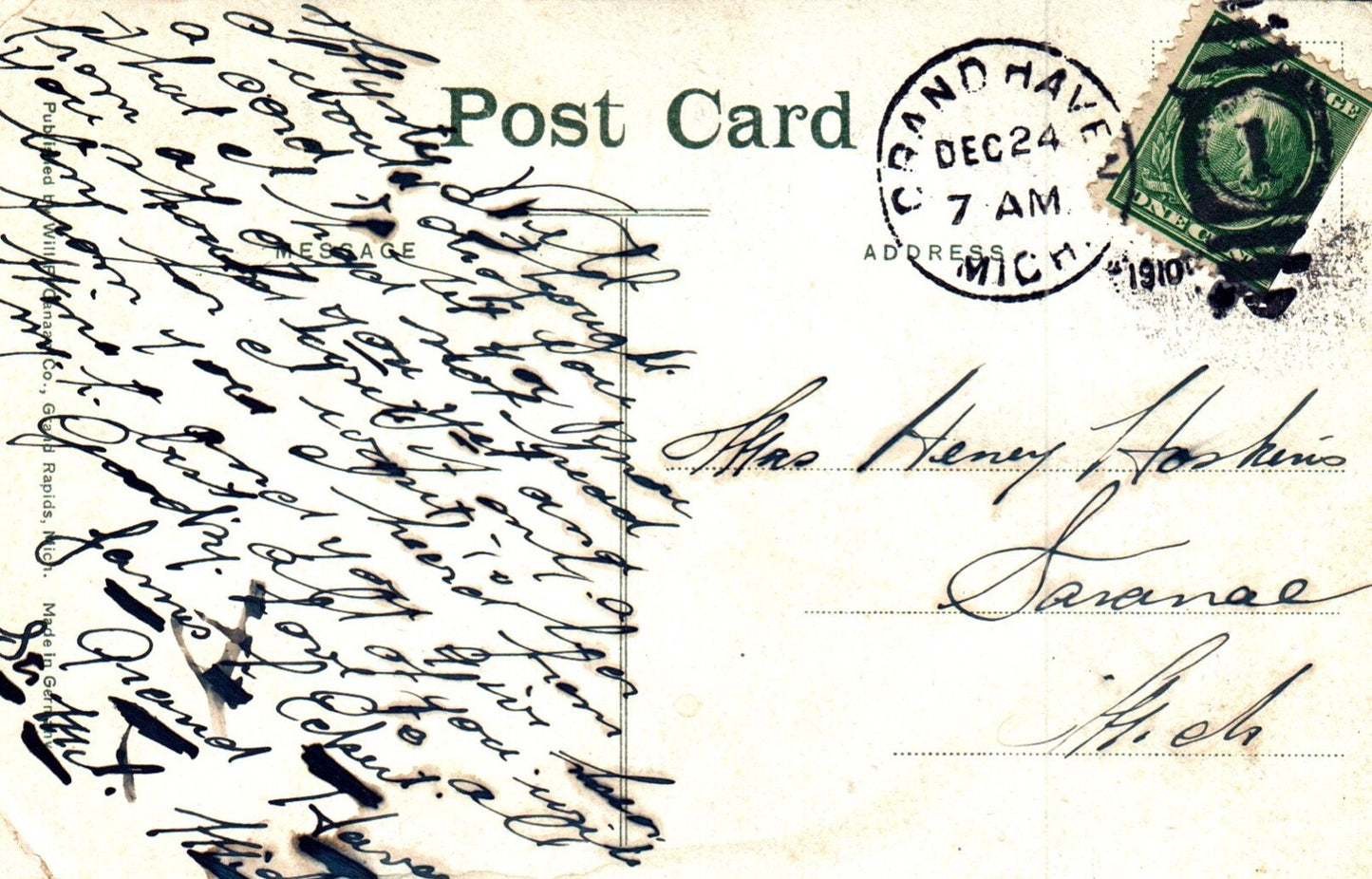 Little Girls Outside of High School in Grand Haven Michigan MI Postcard