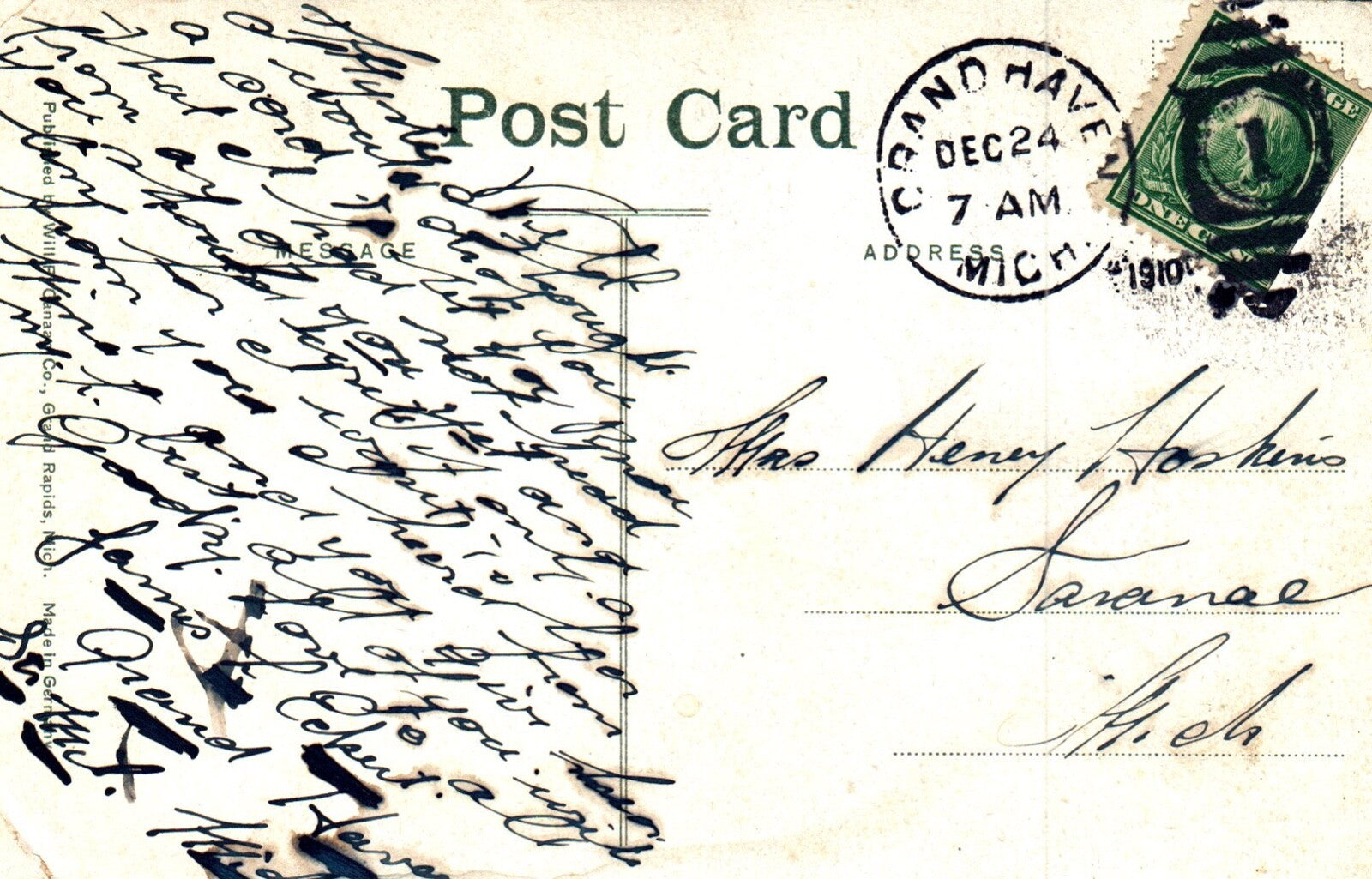 Little Girls Outside of High School in Grand Haven Michigan MI Postcard