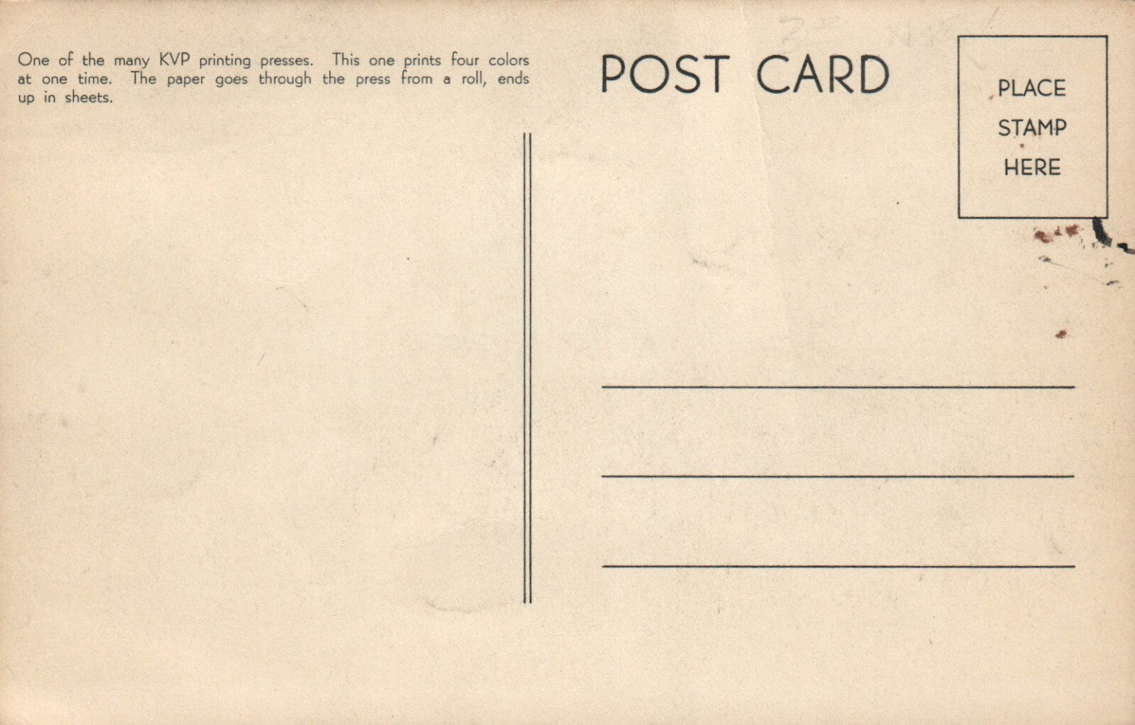 A KVP Printing Press in Kalamazoo Michigan MI Postcard