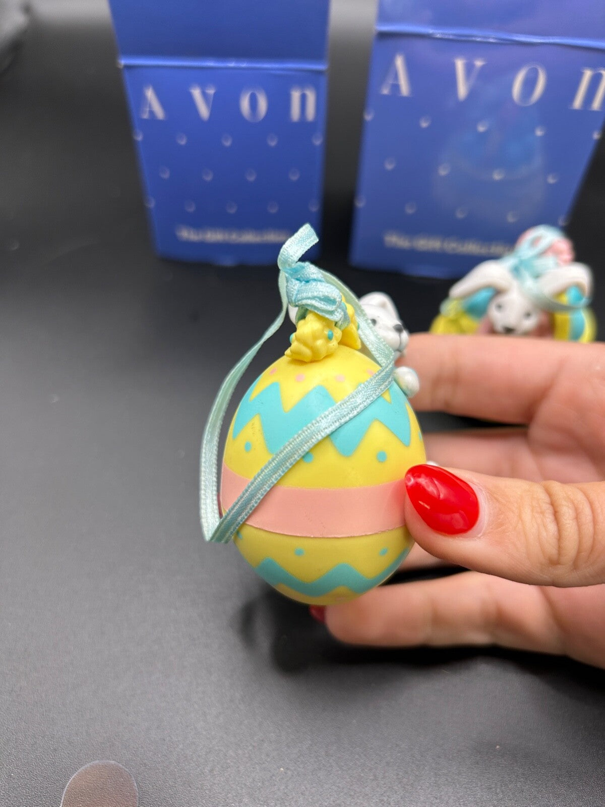 NEW Vintage AVON Busy Bunny Easter Ornament, Bunny with Basket and watering can!