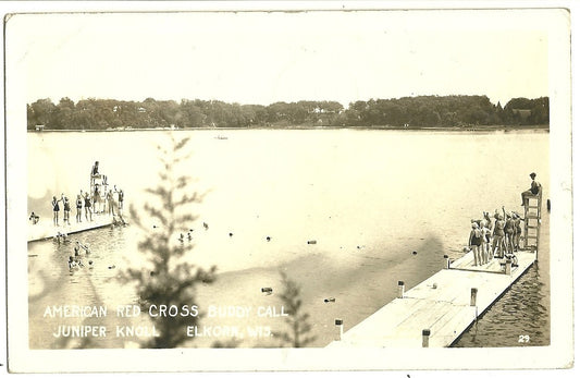 1955 Real Photo American Red Cross Buddy Call Juniper Elkorn WI Wisconsin