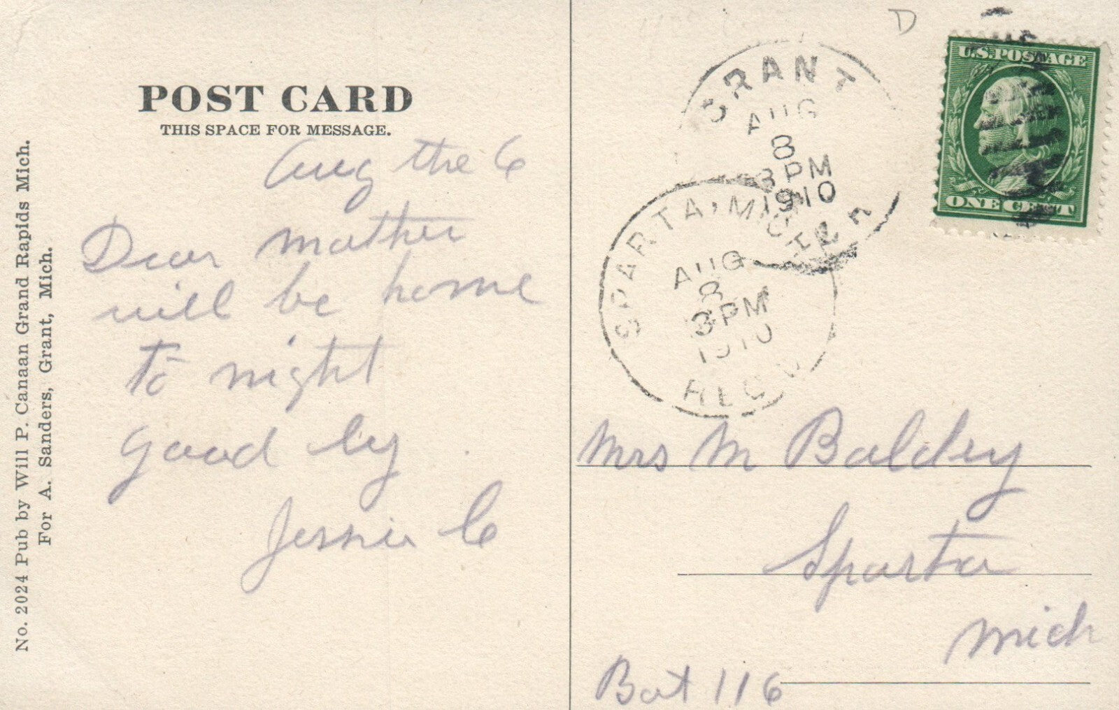 Post Office in Grant MI with Dog Out Front Michigan Mich MI Postcard