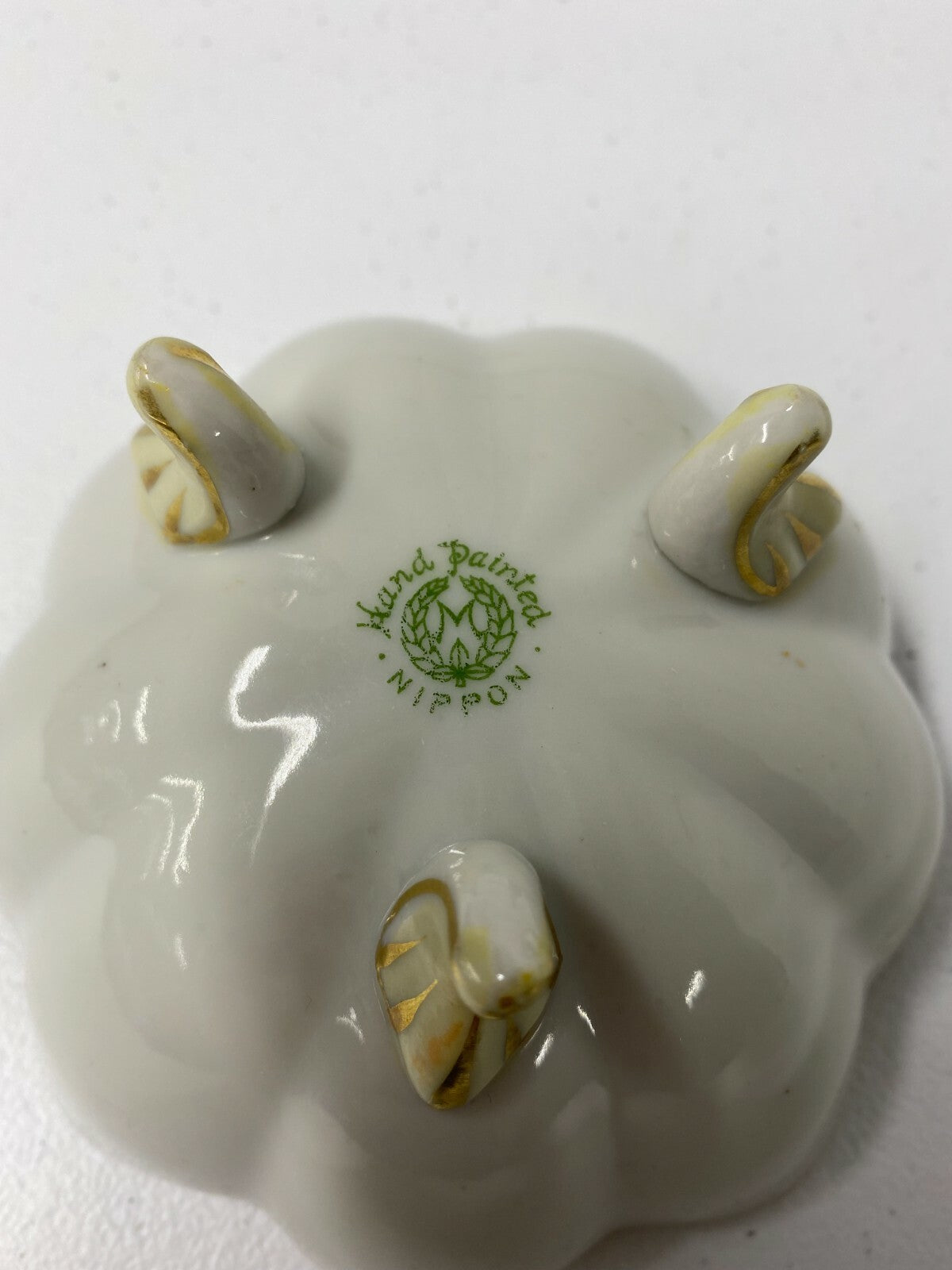 Footed Nippon Fruit Berry Bowl Hand Painted gold embossed detail 