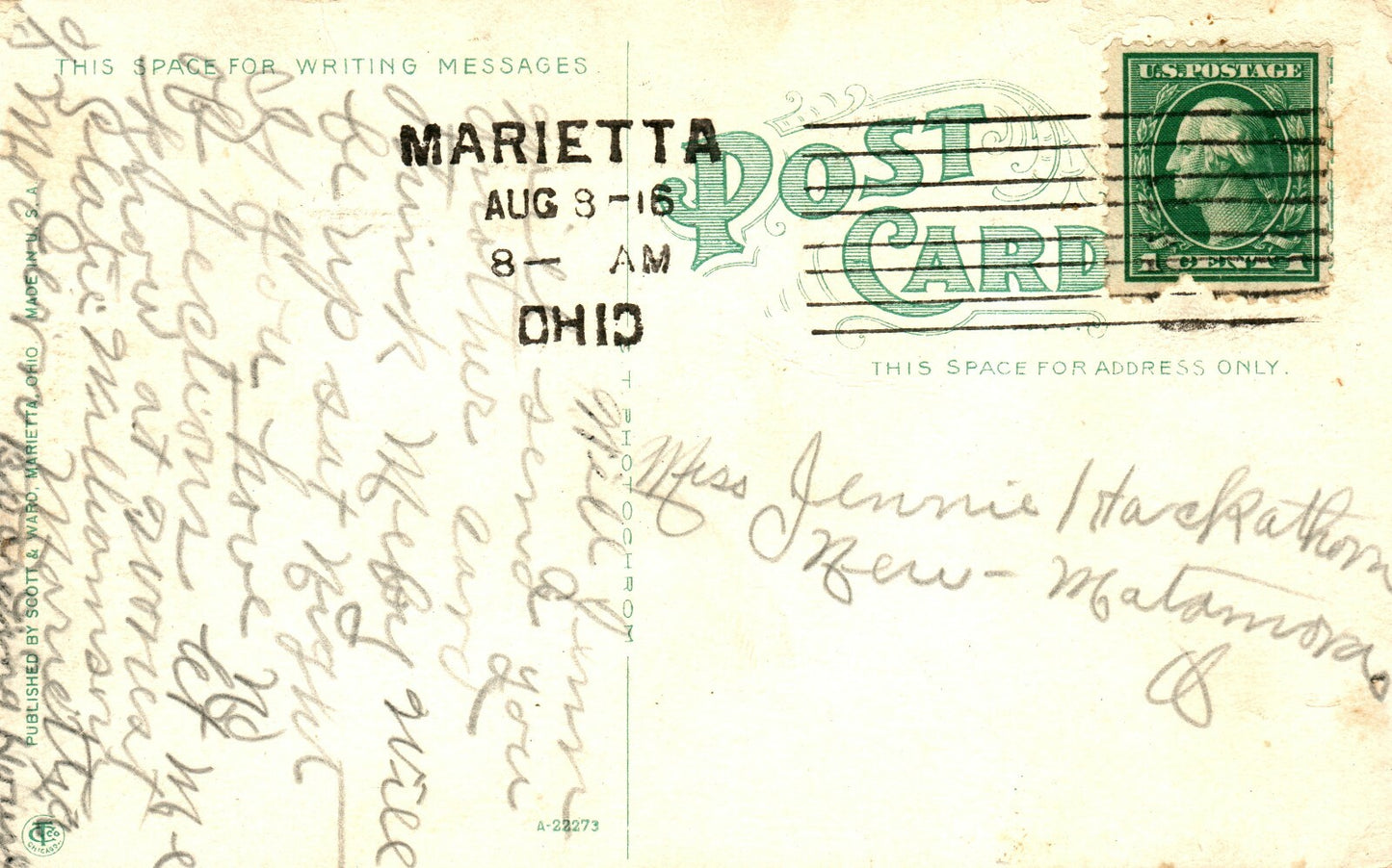 1916 Library and Andrews Hall Marietta  College OHIO OH Postcard