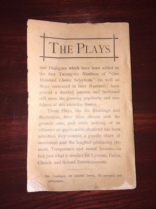 One Hundred Choice Selections for Reading and Recitations No. 26  Play Book 