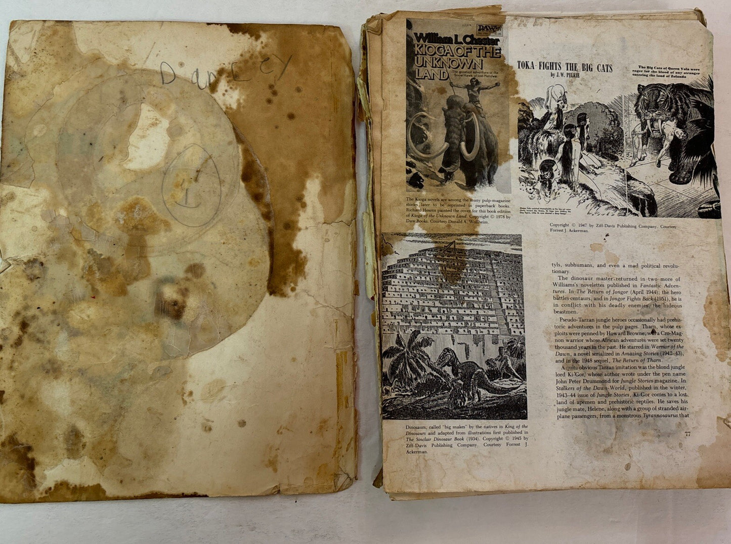 THE DINOSAUR SCRAPBOOK Book B&W Illustrated Donald Glut