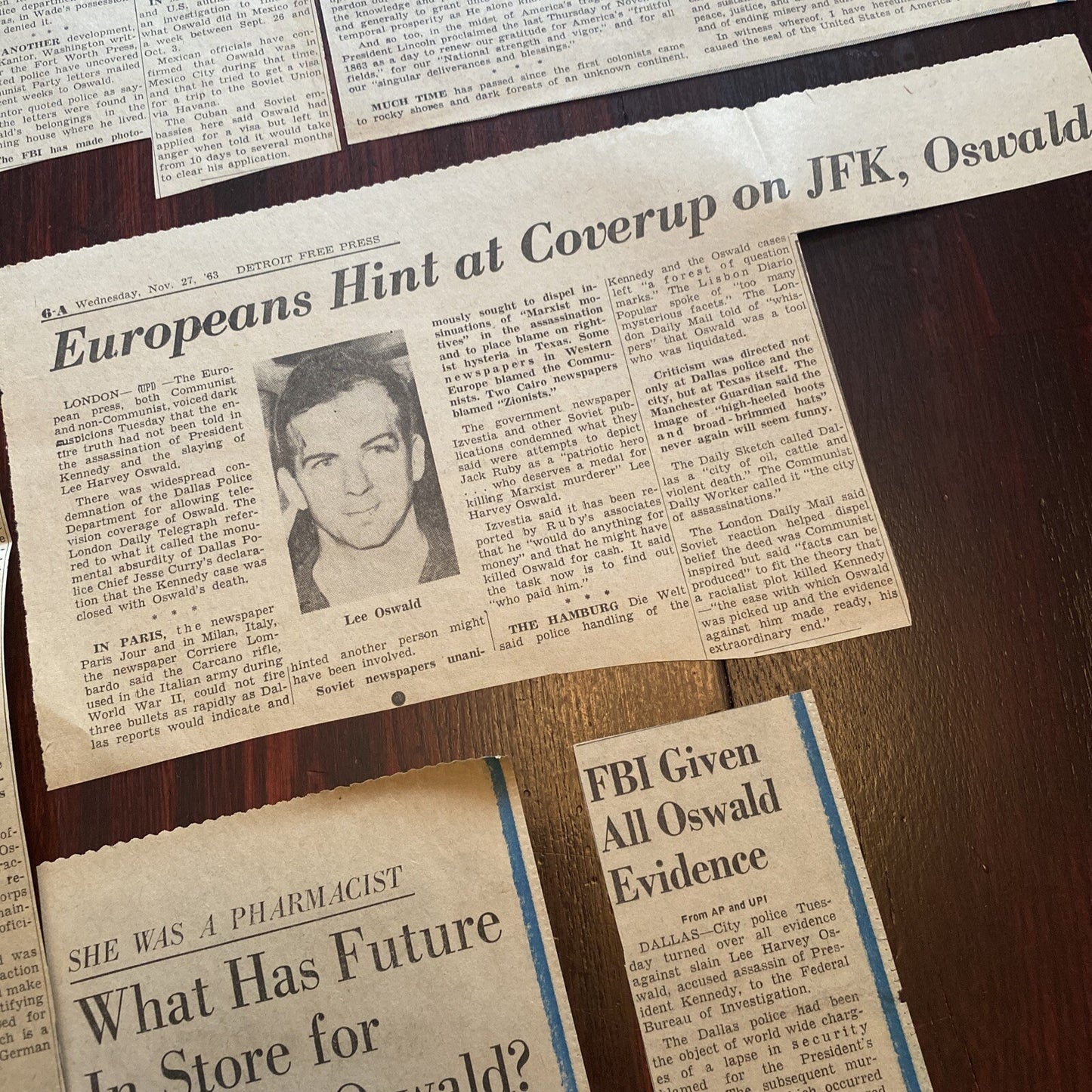 Lot Detroit Free Press Michigan Newspaper clippings John F Kennedy JFK Johnson