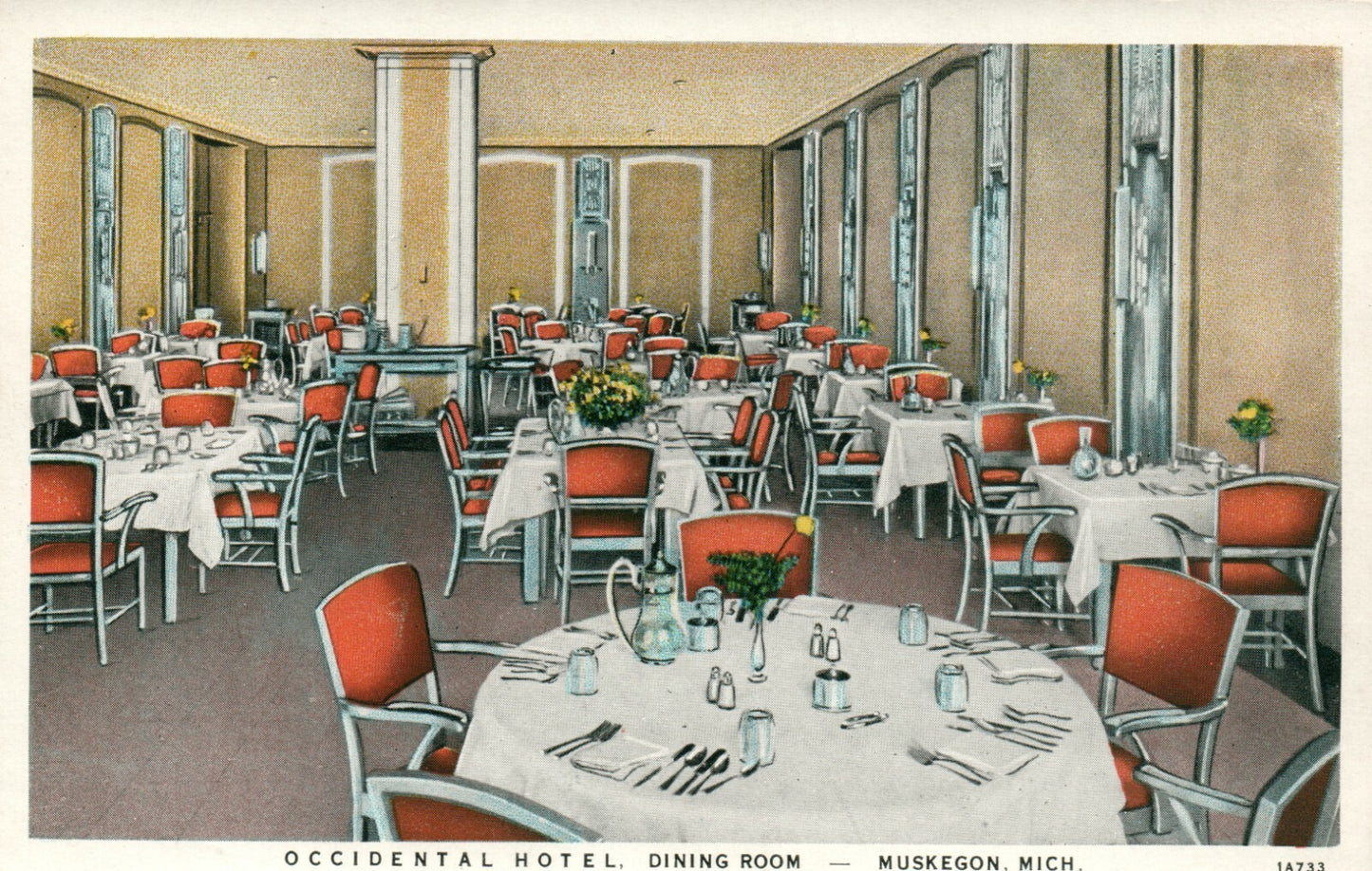 Occidental Hotel Dining Room Muskegon Michigan MI Postcard 