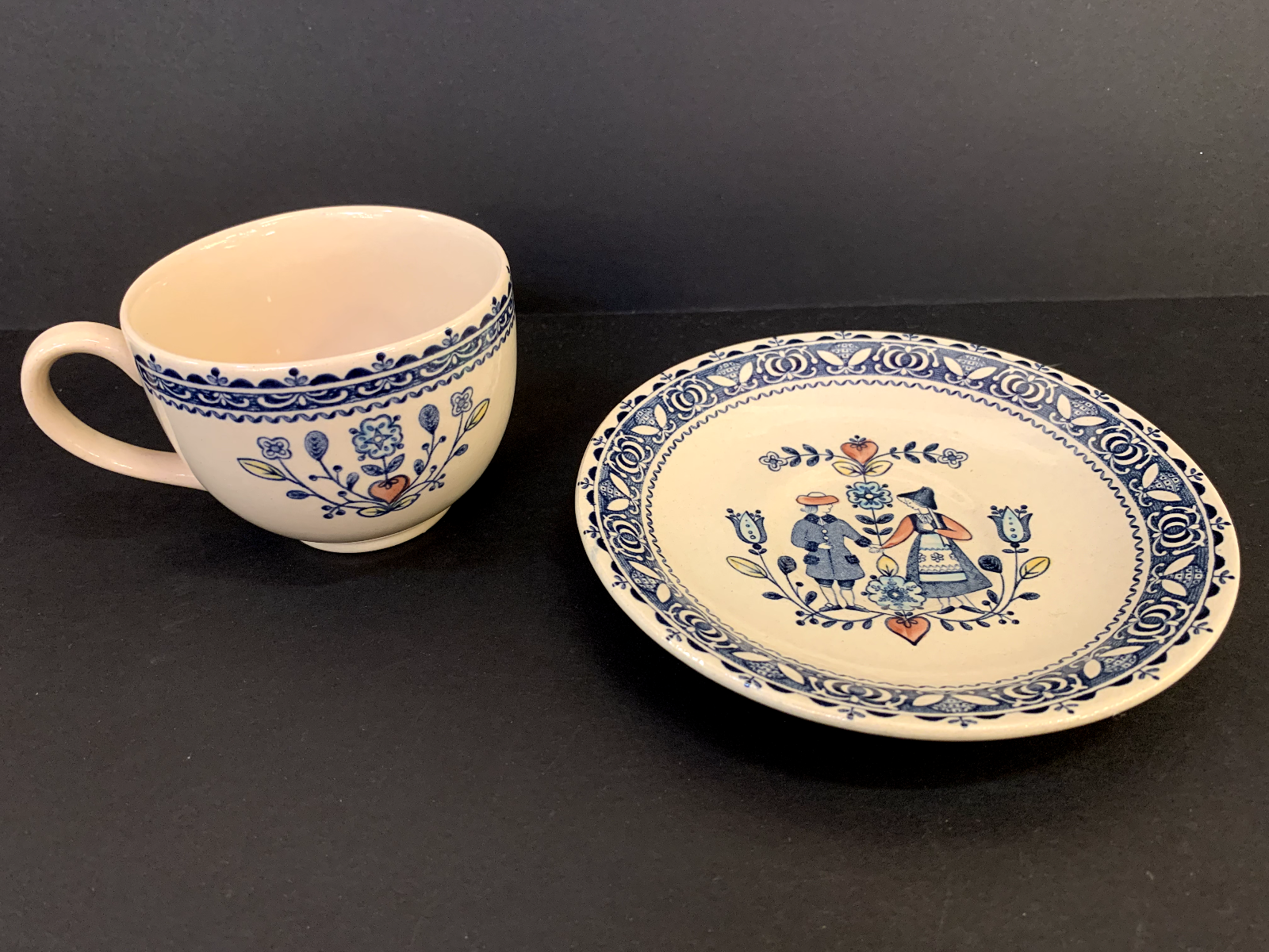 Johnson Bros Staffordshire Old Granite Hearts & Flowers Cup and Saucer