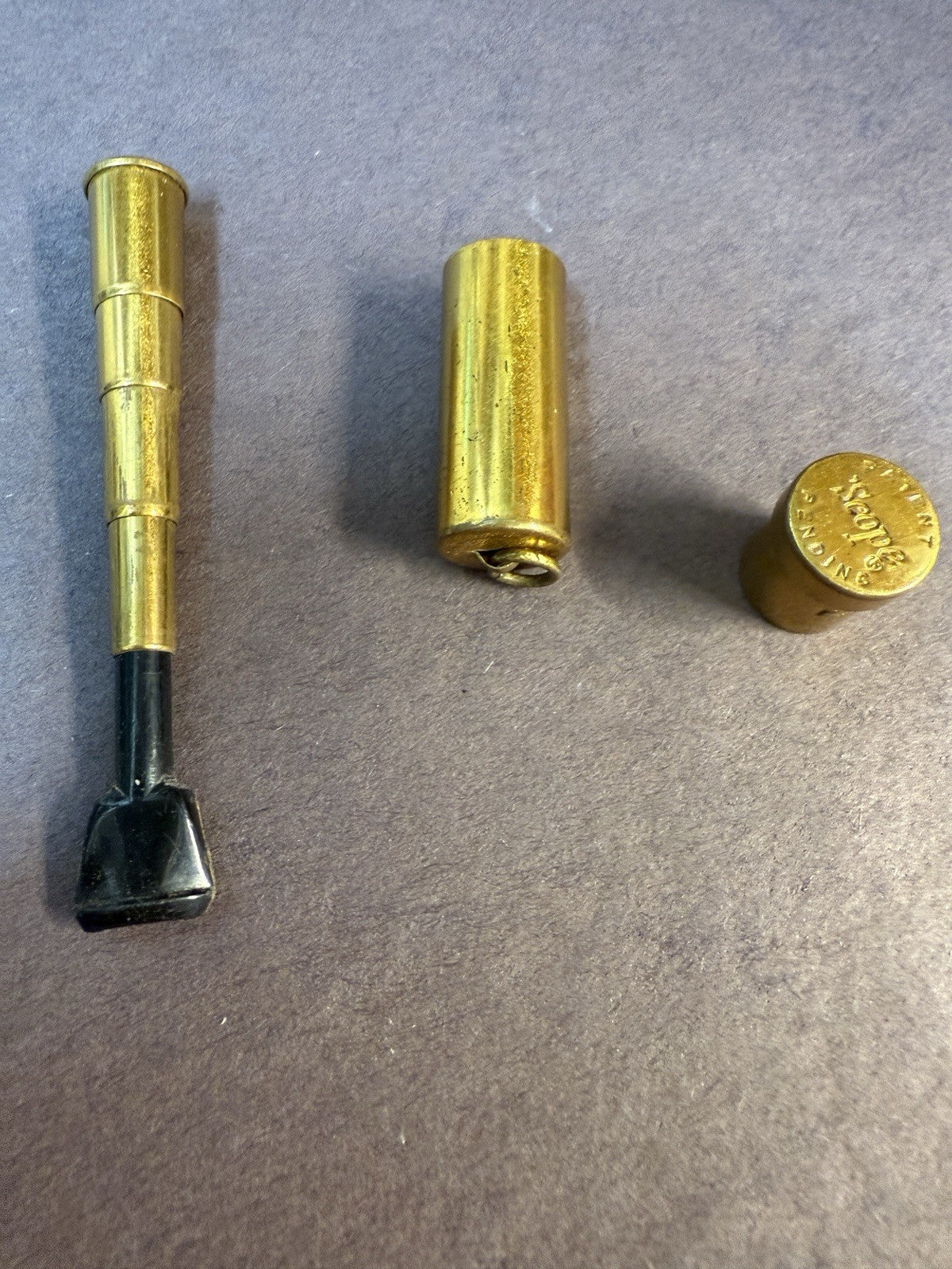 Vintage Scope Brass Telescoping Cigarette Holder Case Pendant Keychain Ring