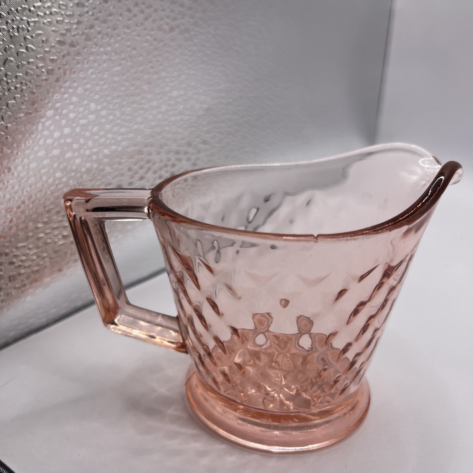 Vintage 2 Pair Of Pink Diamond Quilted Creamer And Sugar