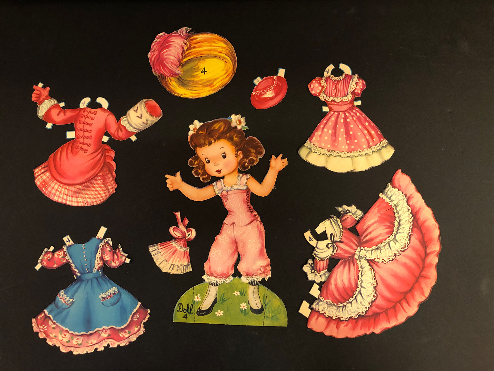 Vintage Paper Doll Set Merill Becky and Betsy (4) Stand Up Dolls 1952