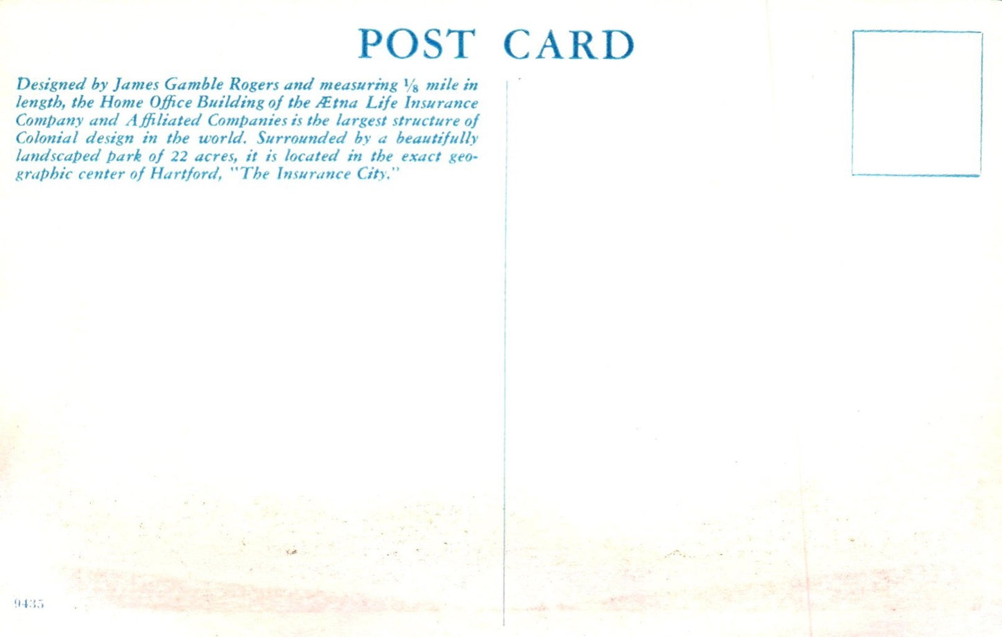 Home Office Aetna Life Affiliated Companies Hartford CT Connecticut Postcard