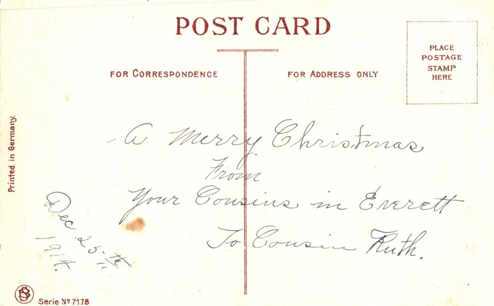 Christmas Wishes Green Santa with Poinsettia Flower Vintage Santa Postcard