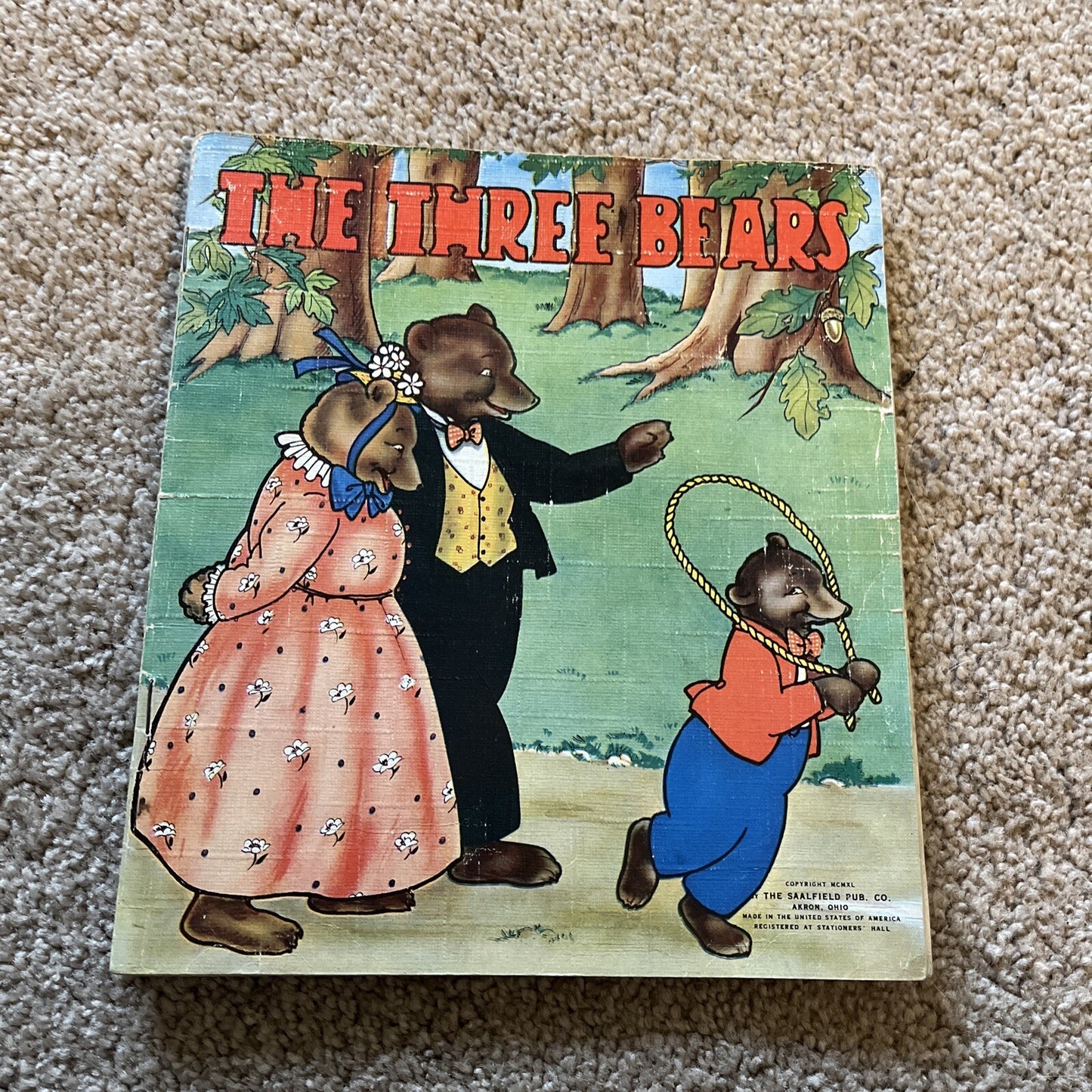 The Three Bears Cloth-Like #2362 Saalfield 1941 
