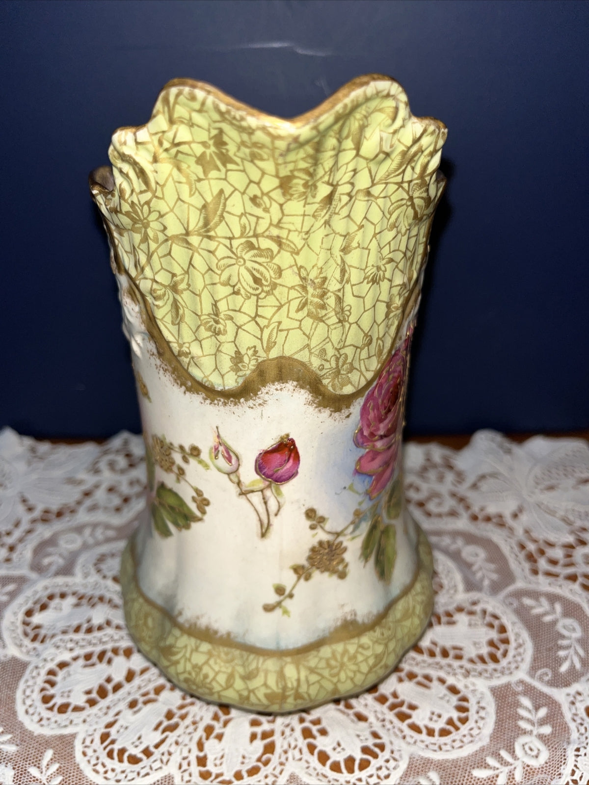 Adderleys England Hand Painted Gold Gilt Floral BOLD Roses Pitcher 7”