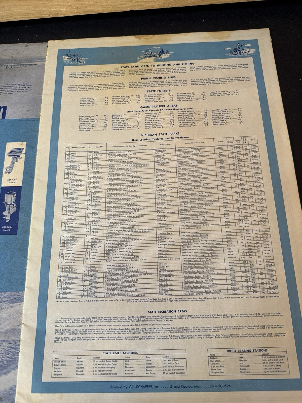RARE 1958 Rand McNally Fishing Hunting Guide Michigan  Mackinac Bridge issue