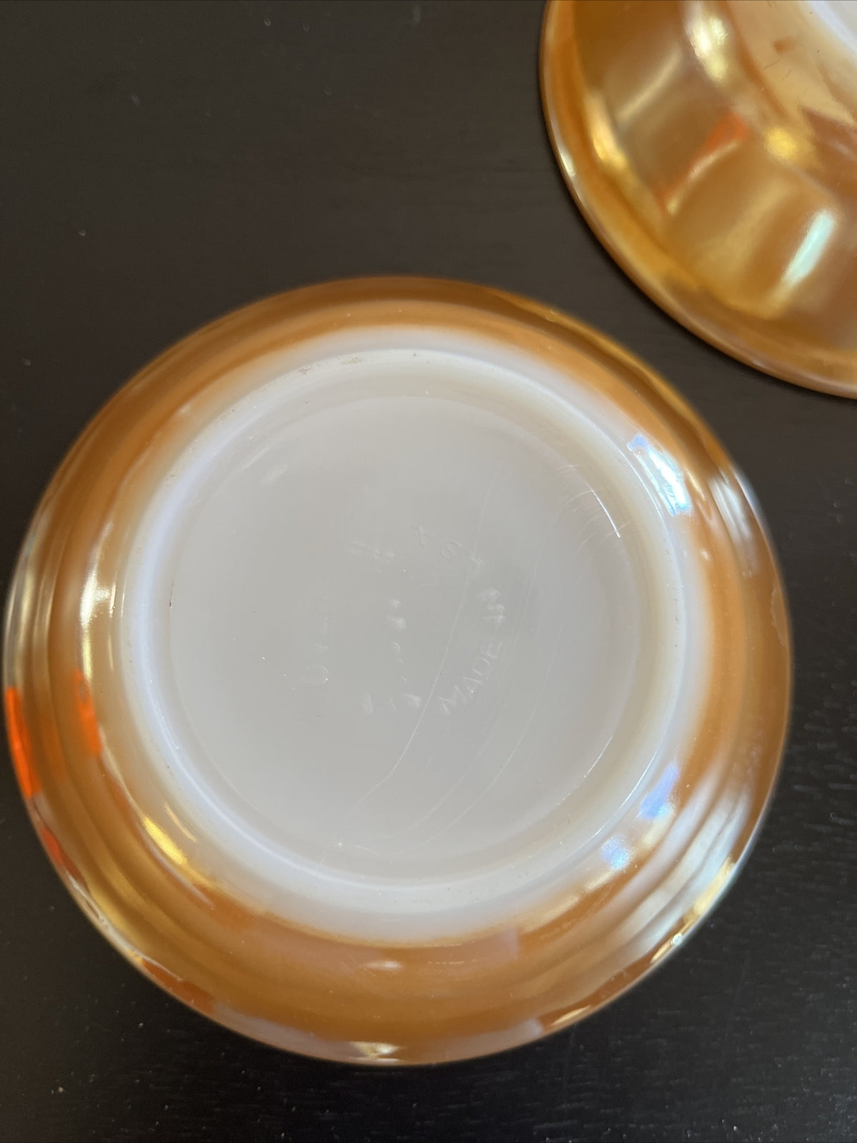 Fire King Peach Lustre Fruit Berry Bowl Laurel Leaf Anchor Hocking EUC (2)