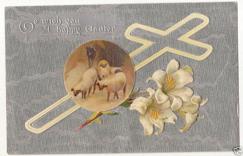 Tuck Lily Sheep Child Boy Lamb Easter Postcard Series