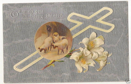 Tuck Lily Sheep Child Boy Lamb Easter Postcard Series