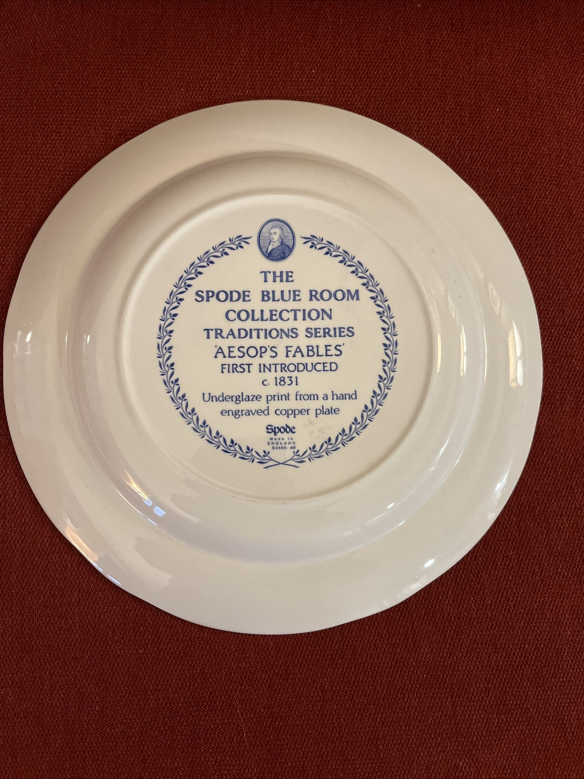 SPODE BLUE ROOM COLLECTION SERIES "Aesops Fables" Comes With Plate Hanger