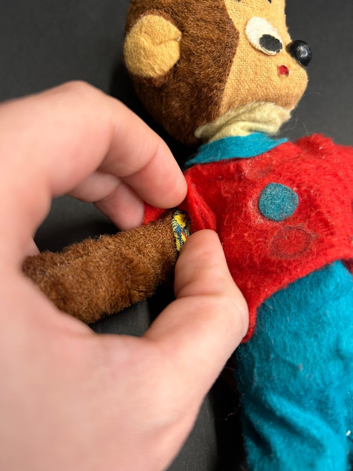 Vintage Dream Pets R Dakin Brown Plush MONKEY Toy Red Shirt Blue Pants Japan