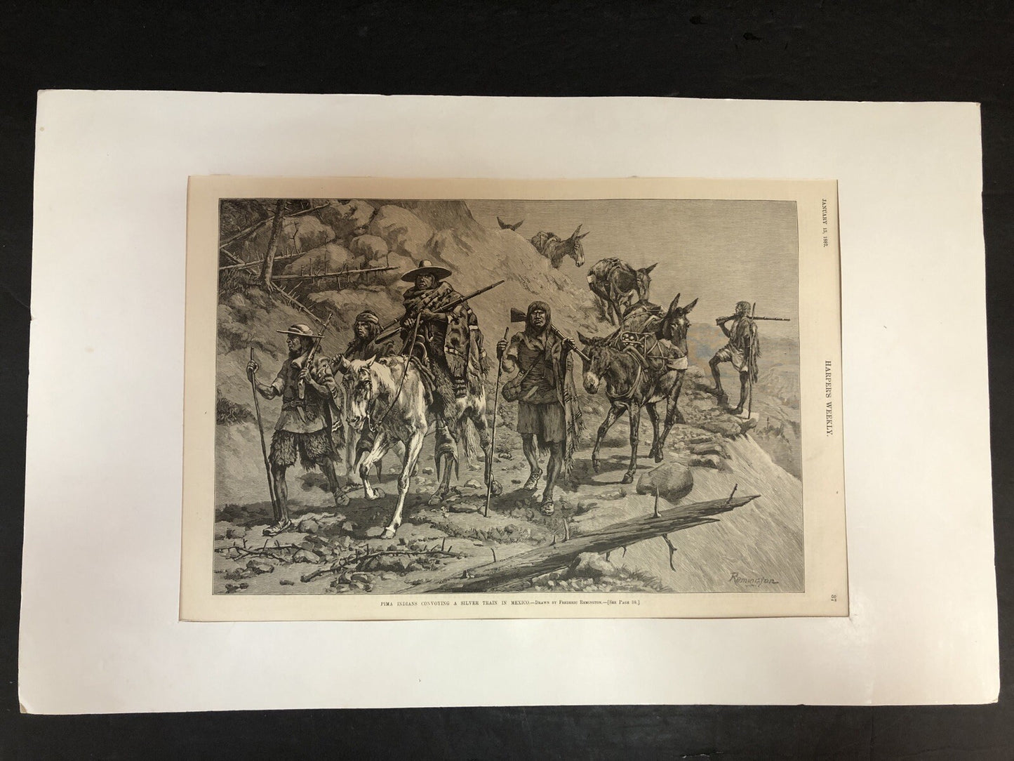 Pima Indians Convoying Silver Train 1887 FREDERIC REMINGTON Print Harpers Weekly