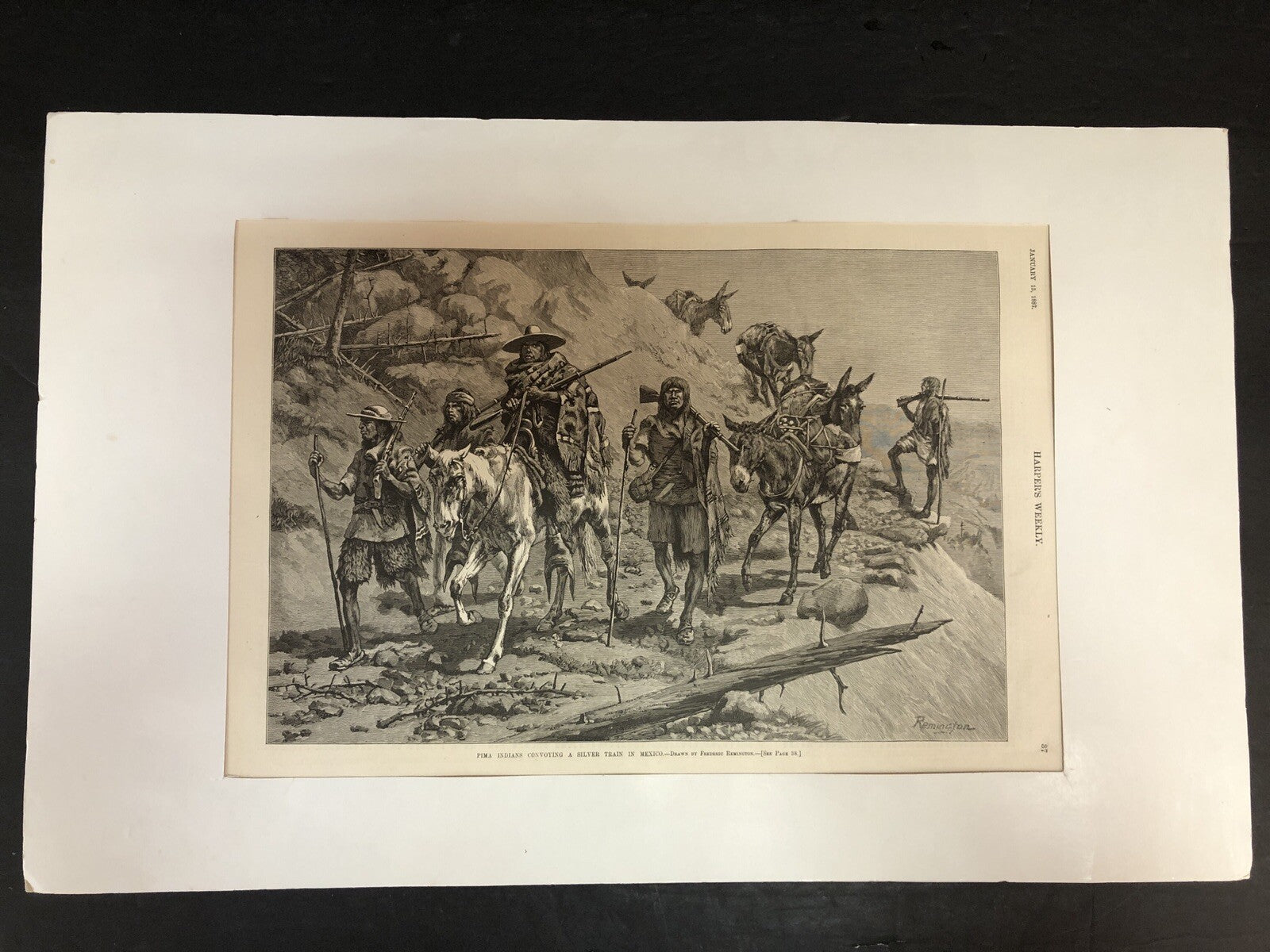 Pima Indians Convoying Silver Train 1887 FREDERIC REMINGTON Print Harpers Weekly