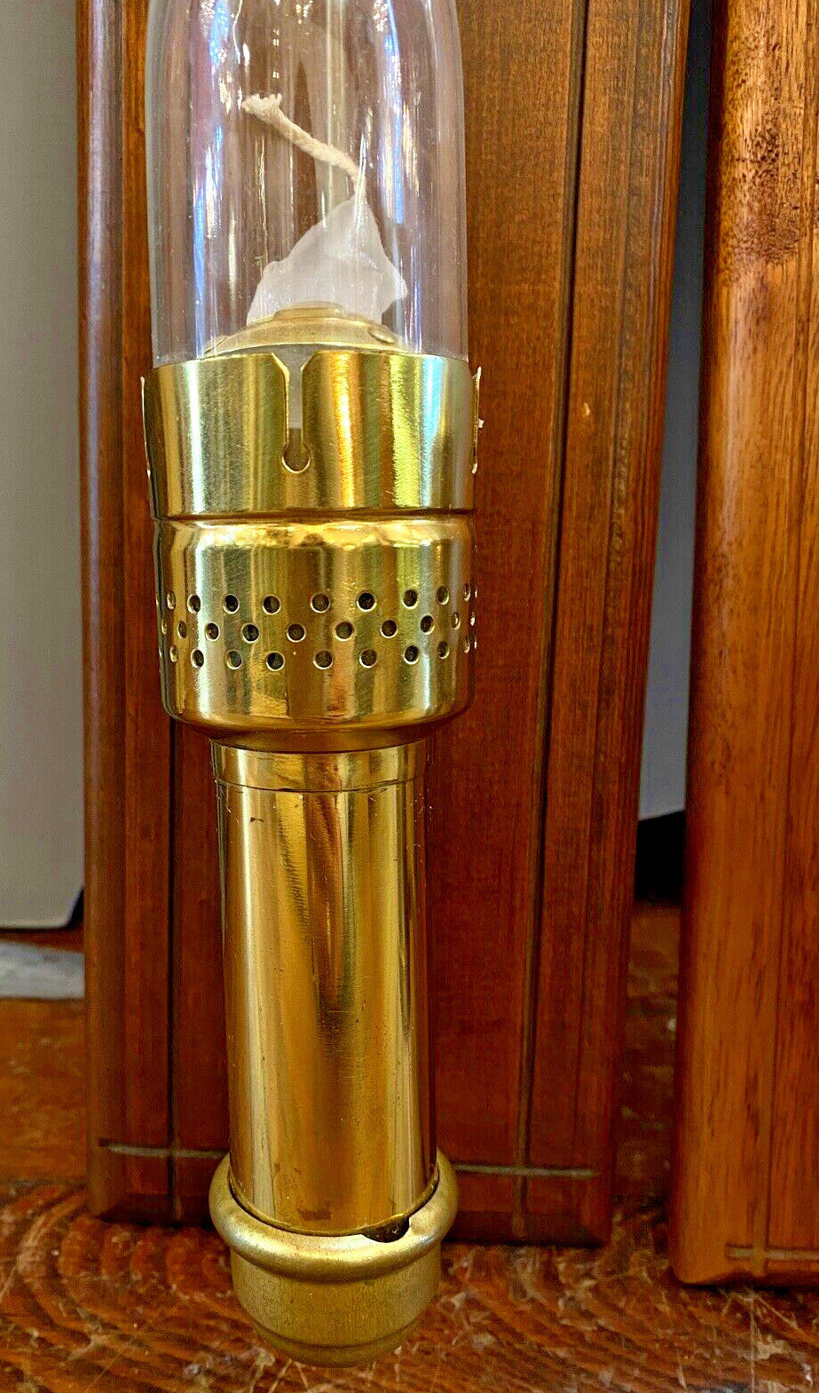 Pair of Brass Railroad Caboose Wall Sconce Lamp With Rowing Ore glass chimney