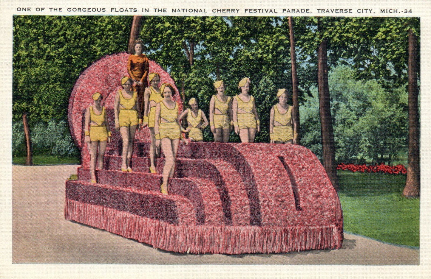One of the Gorgeous Floats in the National Cherry Festival, Traverse MI Postcard