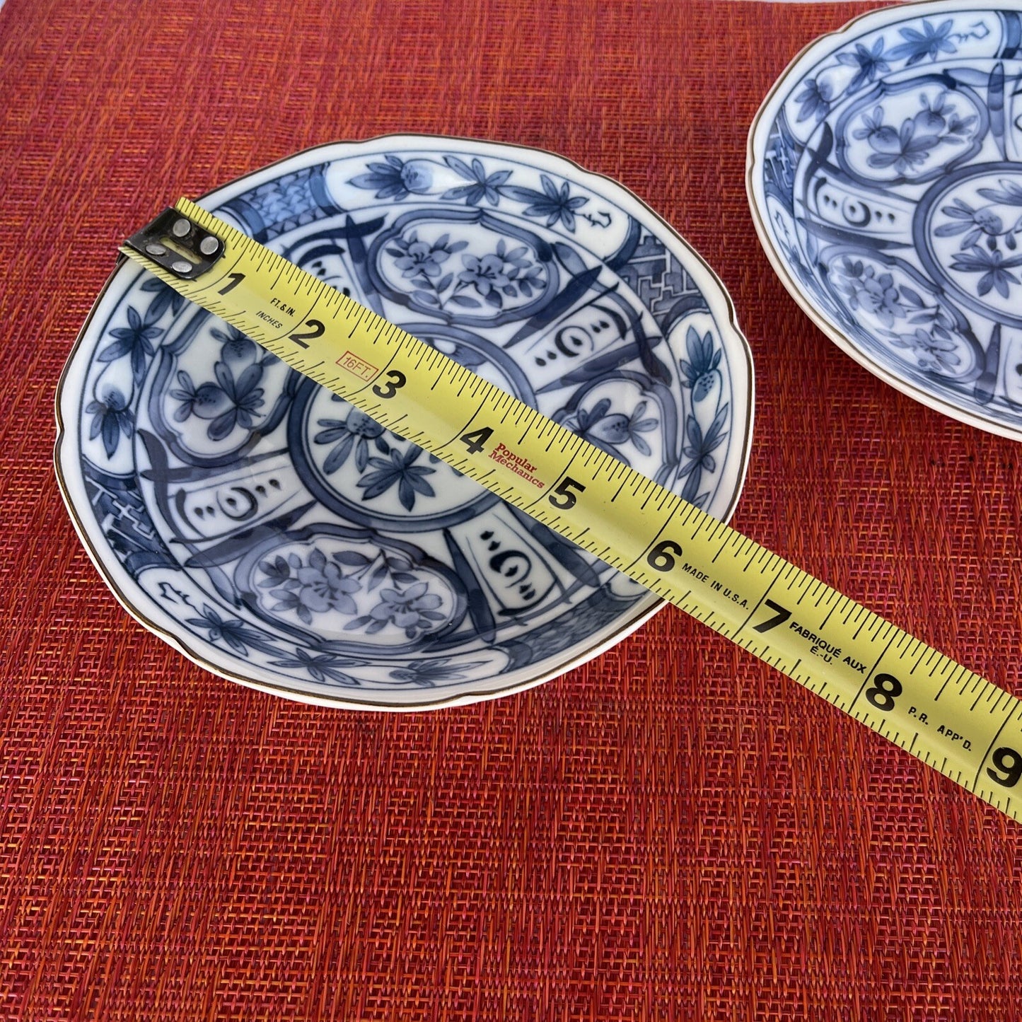 6 3/8” Rd. Blue and White Porcelain Takahash(2) San Francisco Bowl Fruit Floral