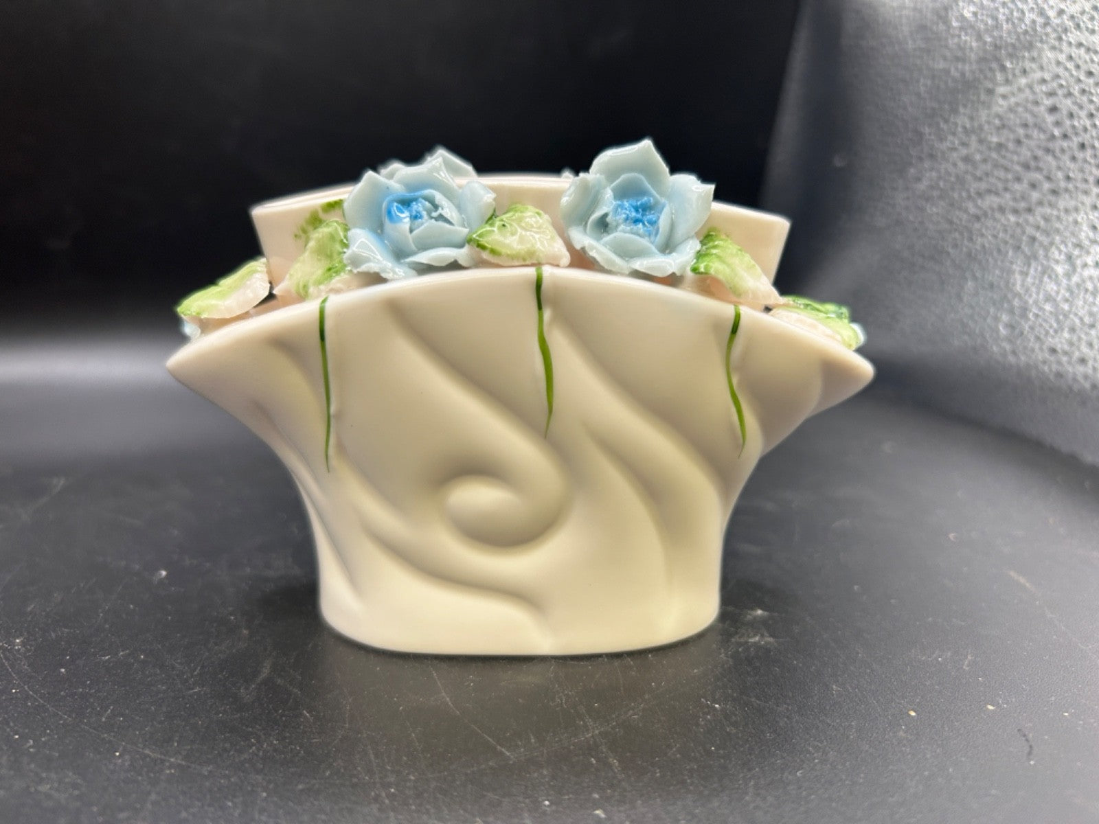 Vintage IW RICE Porcelain Lipstick Holder with Roses MCM Made in Japan