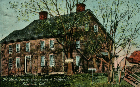 1913 Old Block House used in Indian Times Marietta Ohio  OH postcard