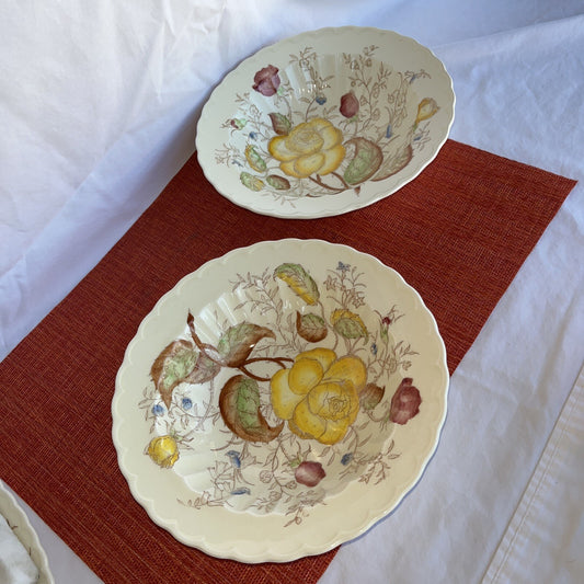 Vernonware Vernon Rose Yellow 9” Round Bowls