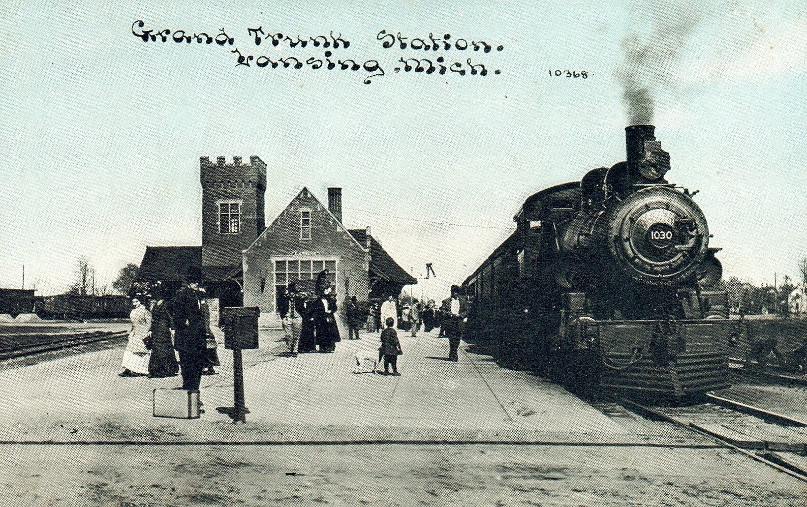 Grand Trunk Station Train Railroad Depot Lansing MI Michigan Mich Postcard 10368