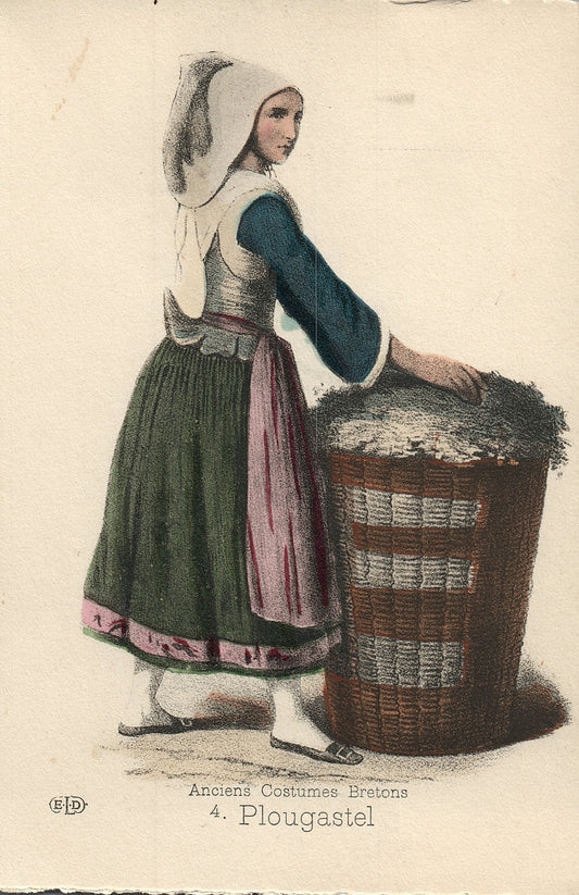 4 Plougastel Anciens Costumes Bretons French France Folklore Fashion Postcard