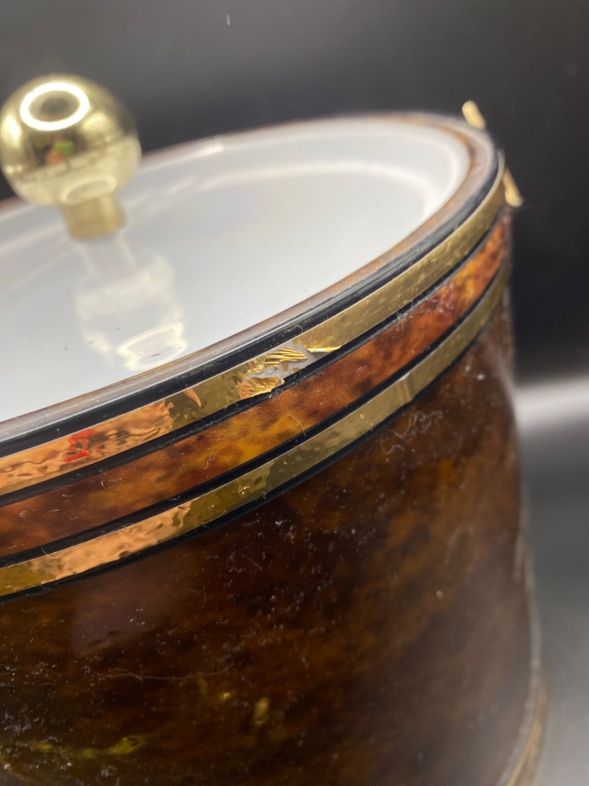 Drulane Towle Barware set 6 Whiskey glasses Ice Bucket Brown Tortoise shell Gold