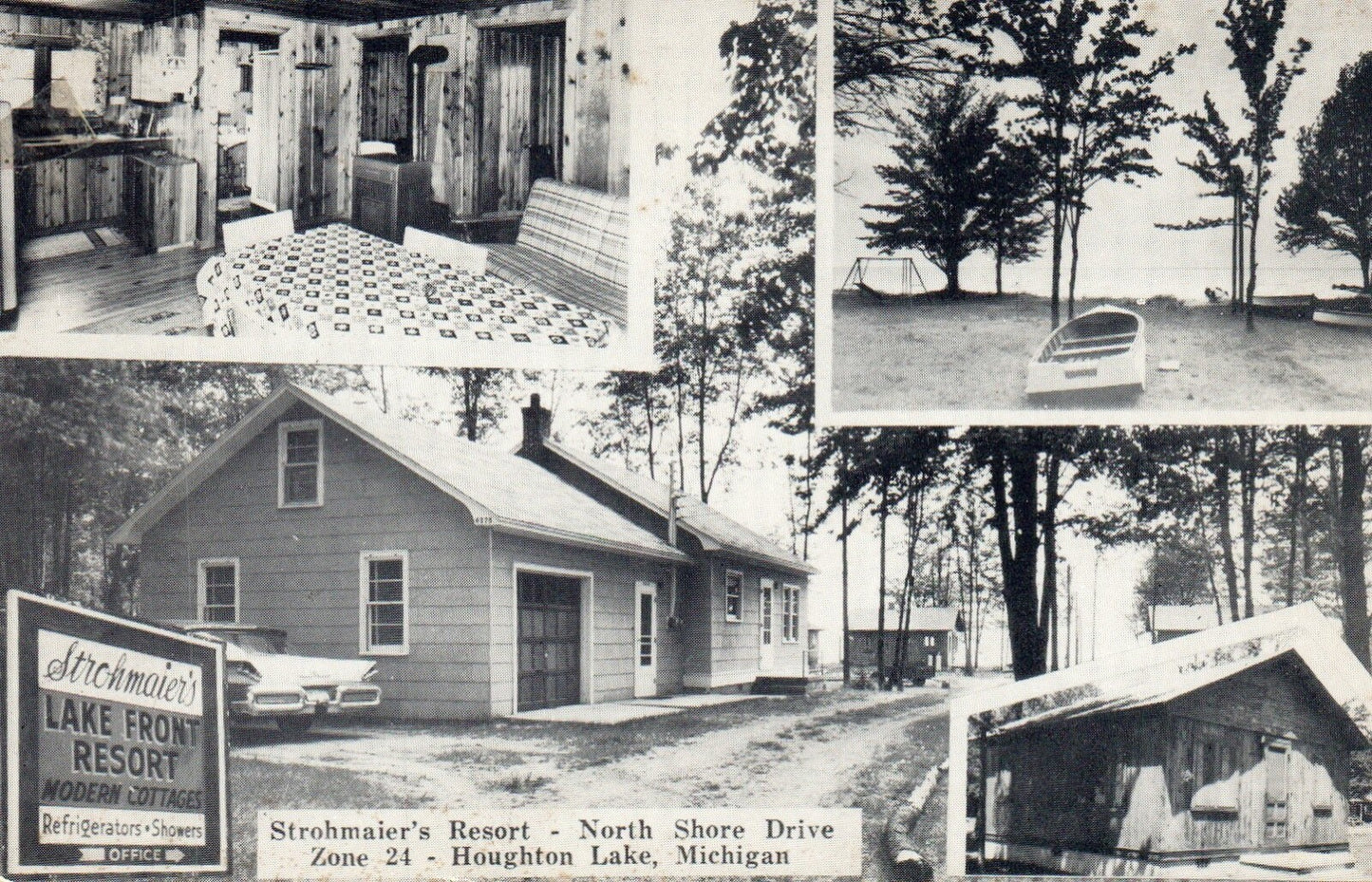 Strohmaier's Resort North Shore Drive in Houghton MI Michigan Postcard